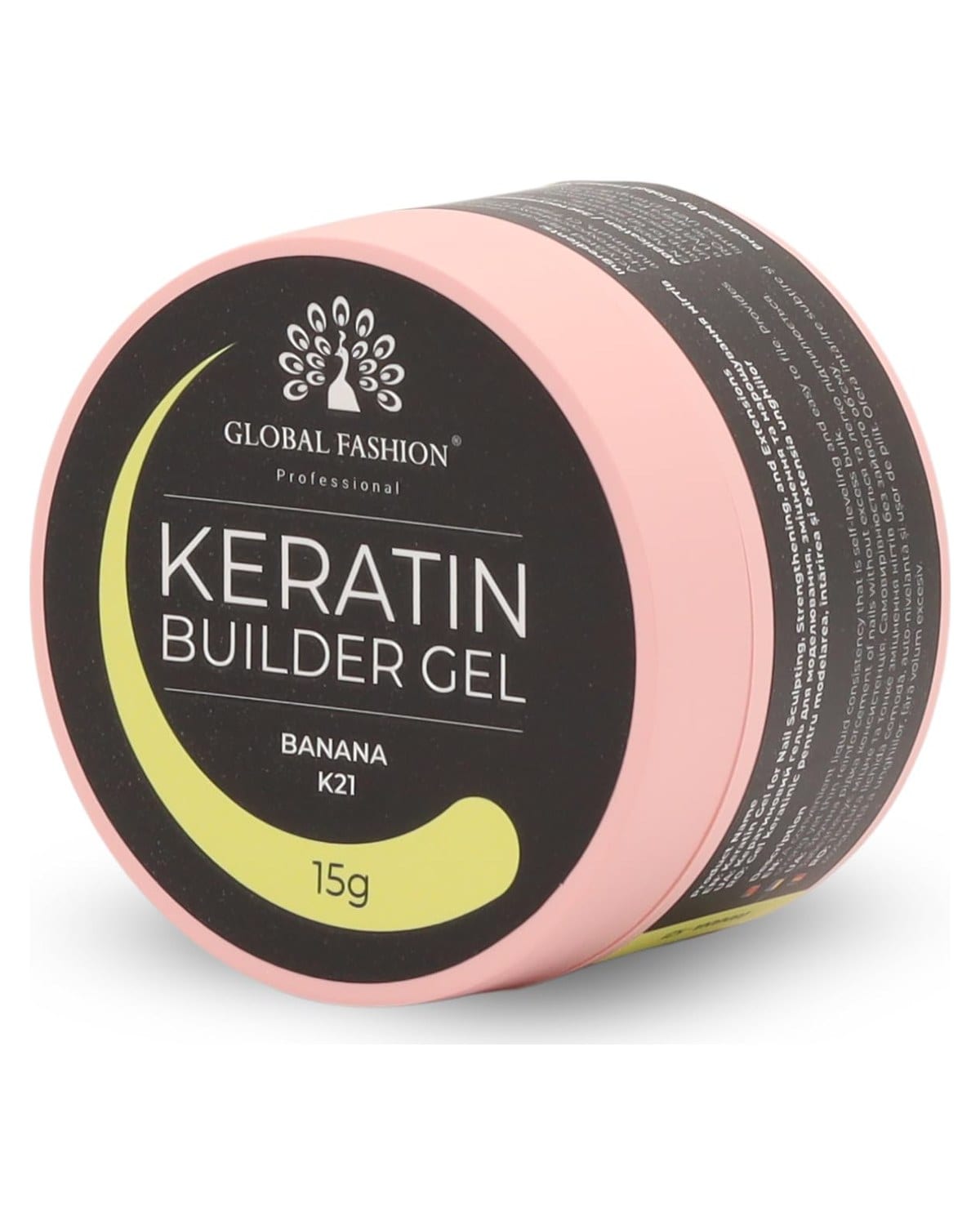 Keratin Builder Gel 15g Self Leveling Hard Gel Durable and Strong for Nail Overlays Extensions and Repairs UV LED Cure Odor Salon Finish Reinforcing Formula, Long Lasting Wear (K21 - Banana)