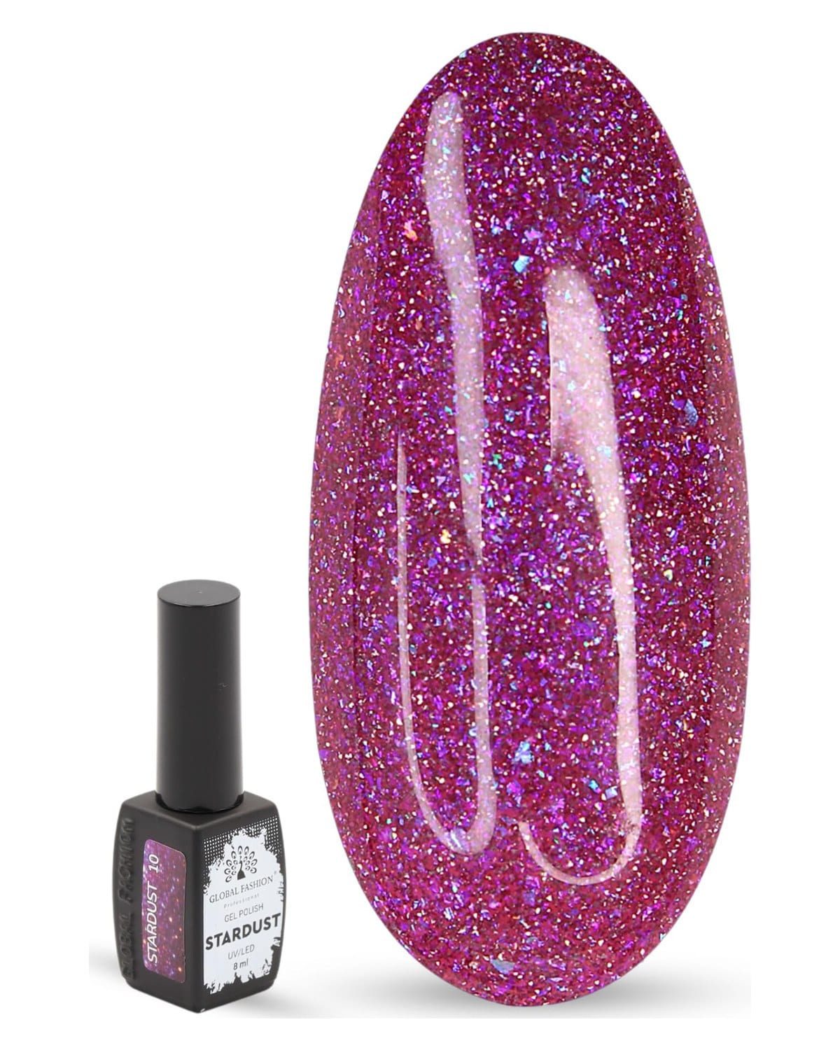 Stardust Gel Nail Polish – 8ml Holographic Glitter Color, Long-Lasting High-Gloss Soak Off UV/LED Gel, Professional Salon Quality & DIY Nail Art for Easy Manicure and Pedicure at Home or Salon (10) — Color 4673724655908