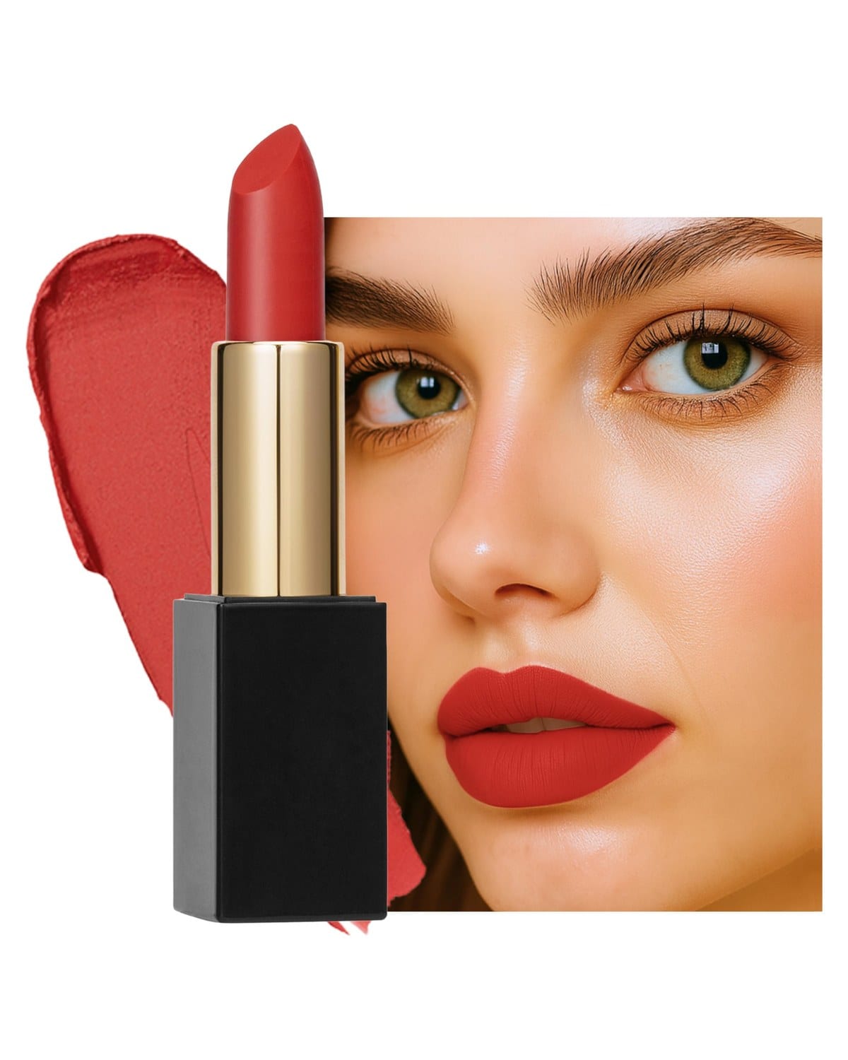 Global Fashion Lubrication Matte Lipstick - 24 Vibrant Shades, Long‑Lasting, Moisturizing Matte Finish Enriched with Vitamin E & Argan‑Oil, High‑Pigment Nude & Red Tones (106)