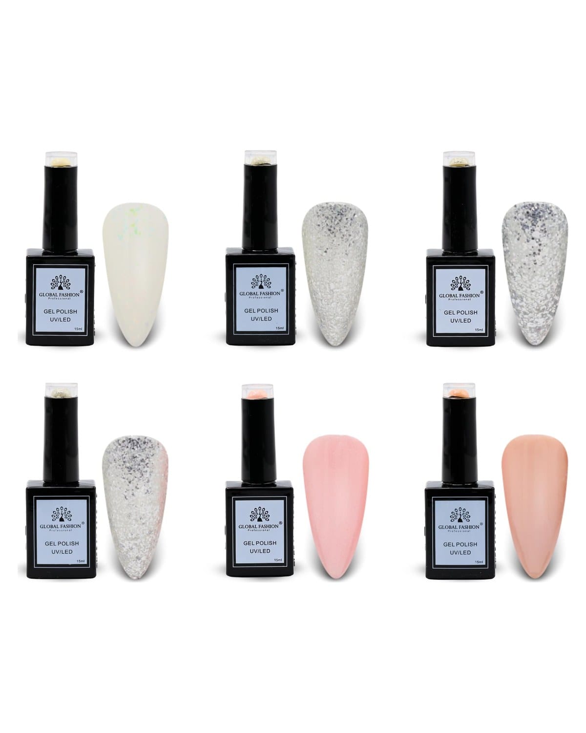 Global Fashion Brilliant Blues Collection (115–120) – 6 Long-Lasting, High-Gloss, Chip-Resistant Colors for Teens & Professionals – UV/LED Soak-Off Nail (115–120 Brilliant Blues Co)
