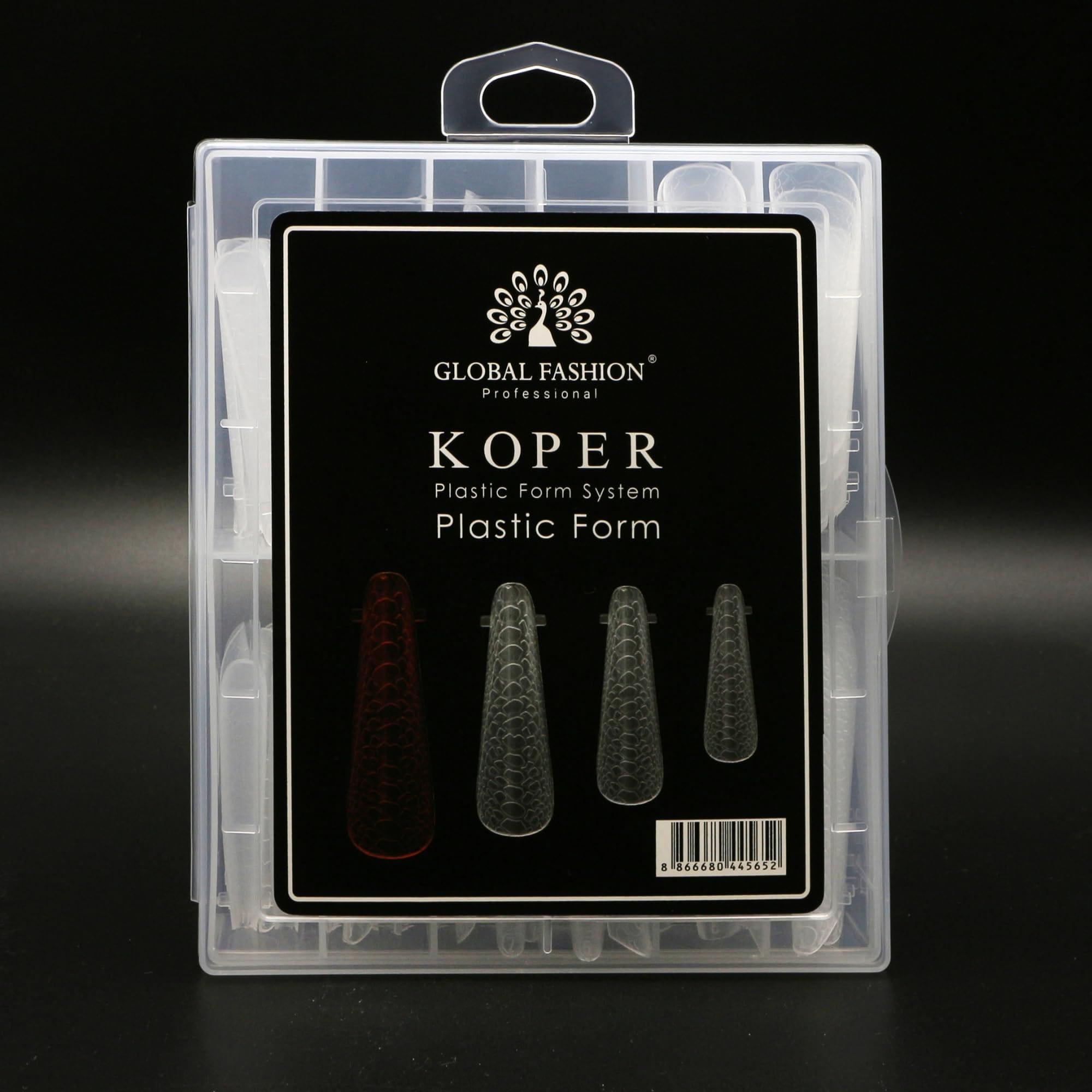 Global Fashion Dual Nail Forms - 120 Pcs 12 Sizes Transparent Reusable Nail Extension Forms for Poly Gel & Builder Gel, Numbered Etched Grid, C-Curve Stiletto Shape with Storage Box (Square, Clear) — Color 0744963296185