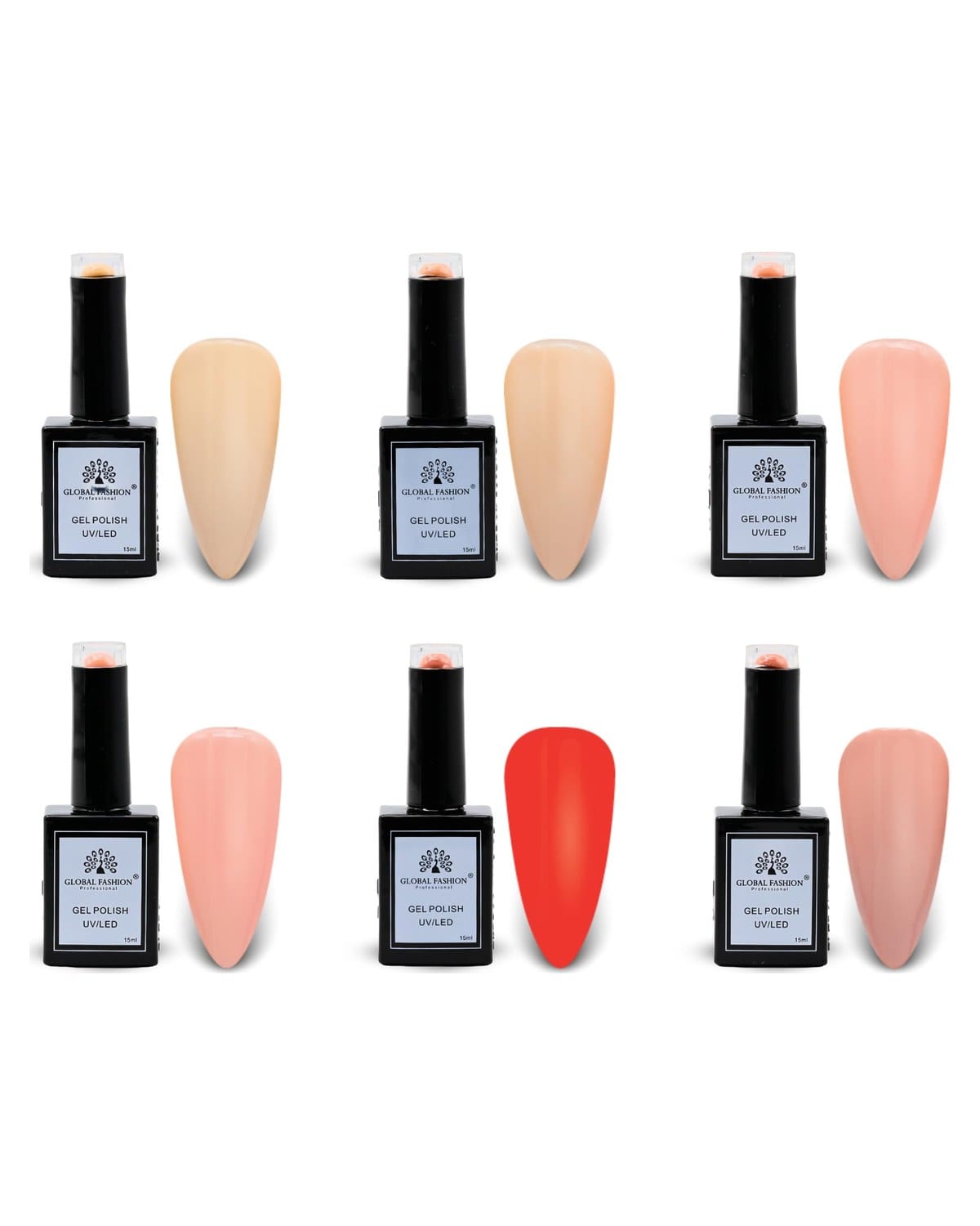 Global Fashion Sunset Sorbet Collection Set (37–42) – 6 Long-Lasting, High-Gloss, Chip-Resistant Colors for Teens & Professionals – UV/LED Soak-Off Nail Kit (37–42 Sunset Sorbet Co)