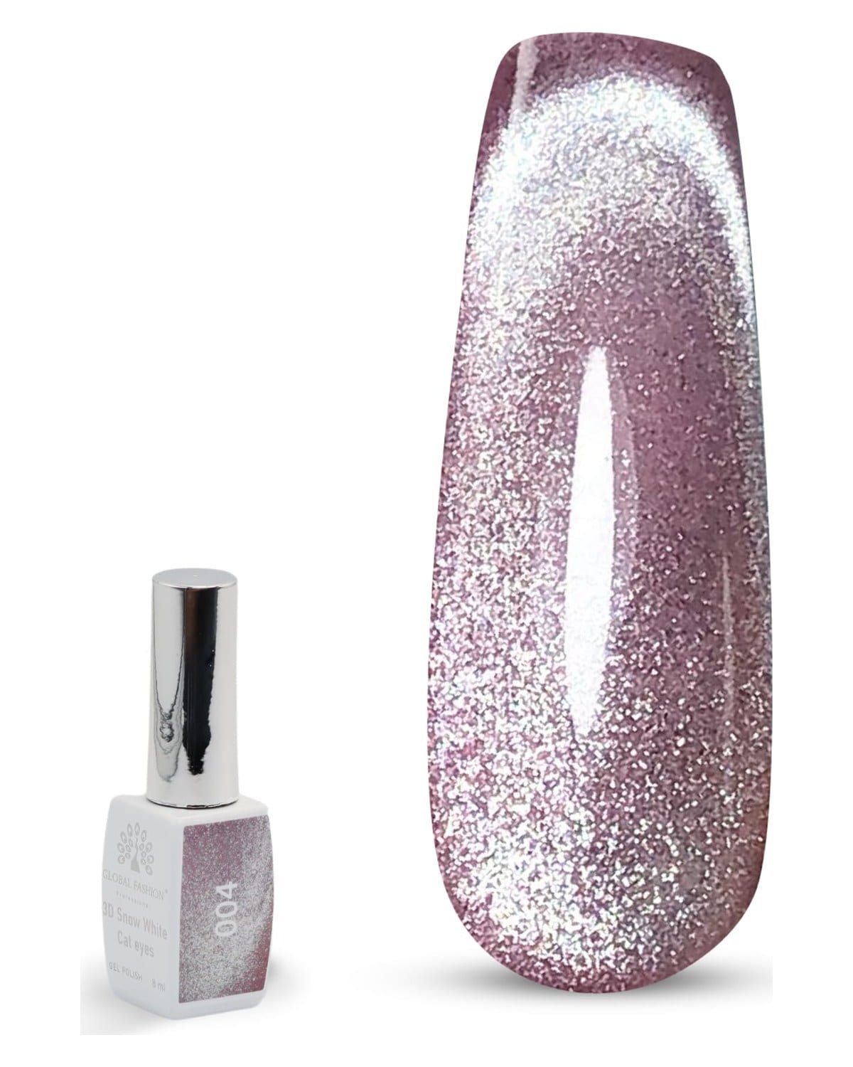 3D Snow White Cat Eye Gel Nail Polish 8ml – Long-Lasting Magnetic Gel, Holographic Shimmer, UV/LED Soak Off, Chip-Resistant, Vegan Cruelty-Free, DIY Nail Art, Salon Quality Manicur — Color 6145377443778