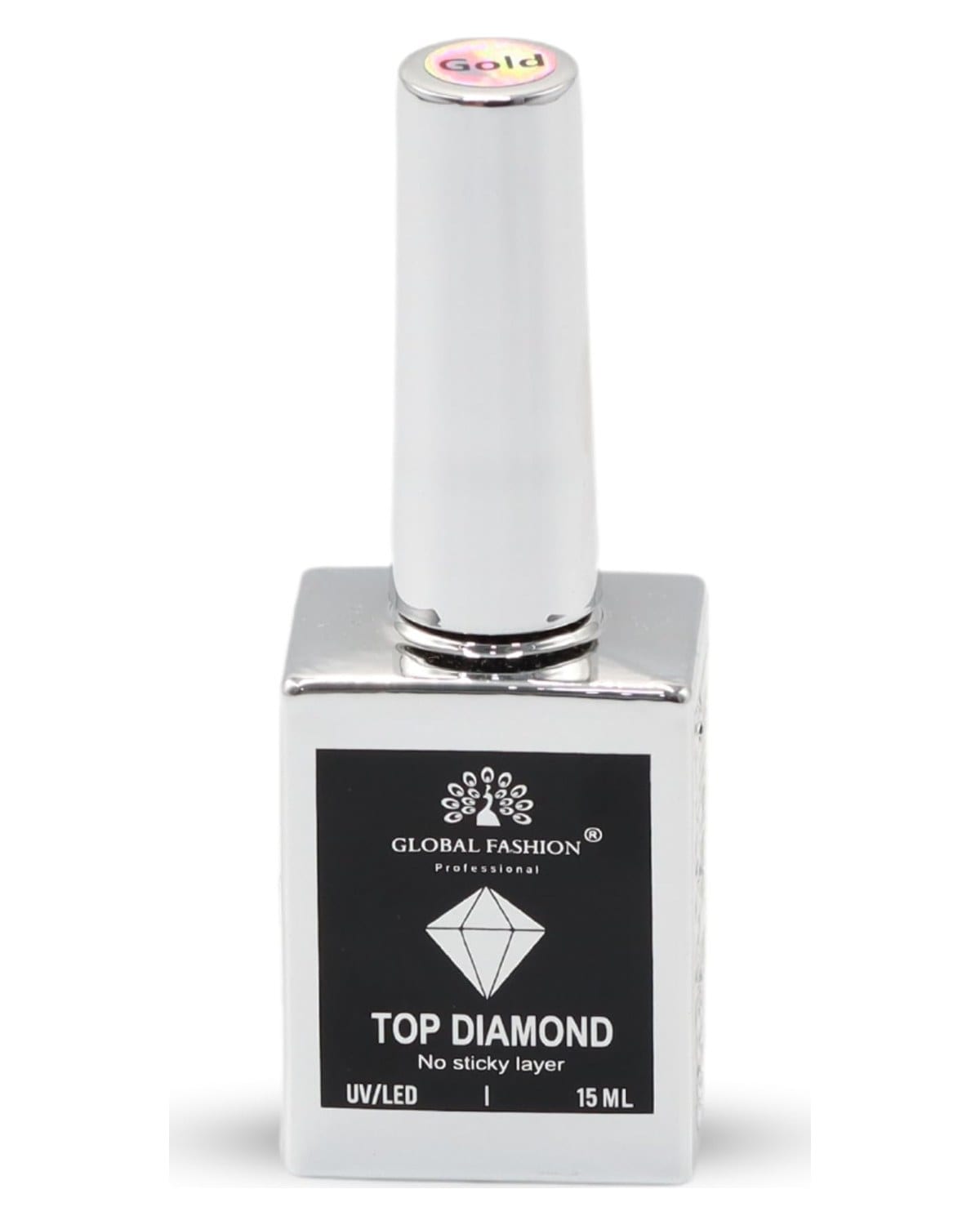 Top Diamond Universal Coat, Non Stick, Long Lasting, Fast Dying, High Gloss Finish, Halal Nail Polish, Top Nail Care, Clear Top Coat (Top Diamond Gold) — Color 2000000643894