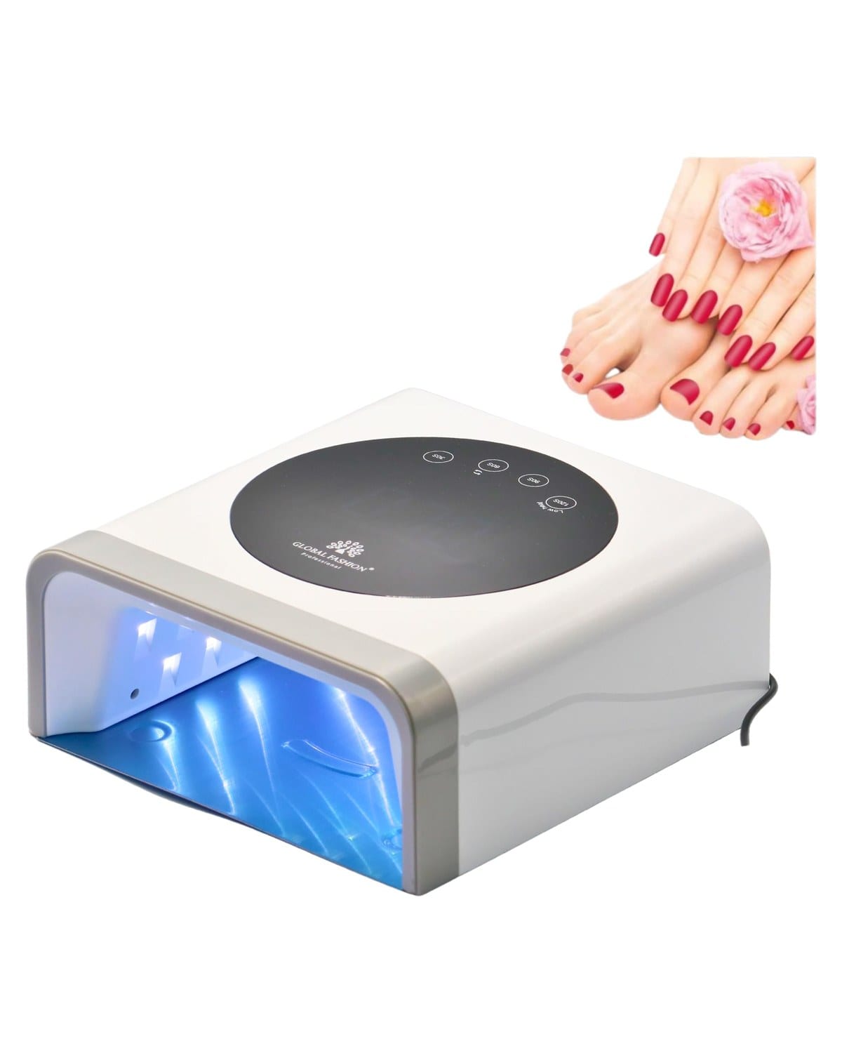 GLOBAL FASHION Professional 120W UV/LED Nail Lamp L1011 - Professional Dryer for Gel Polish & Builder Gels, Big Space, Double Light Source, Digital Display