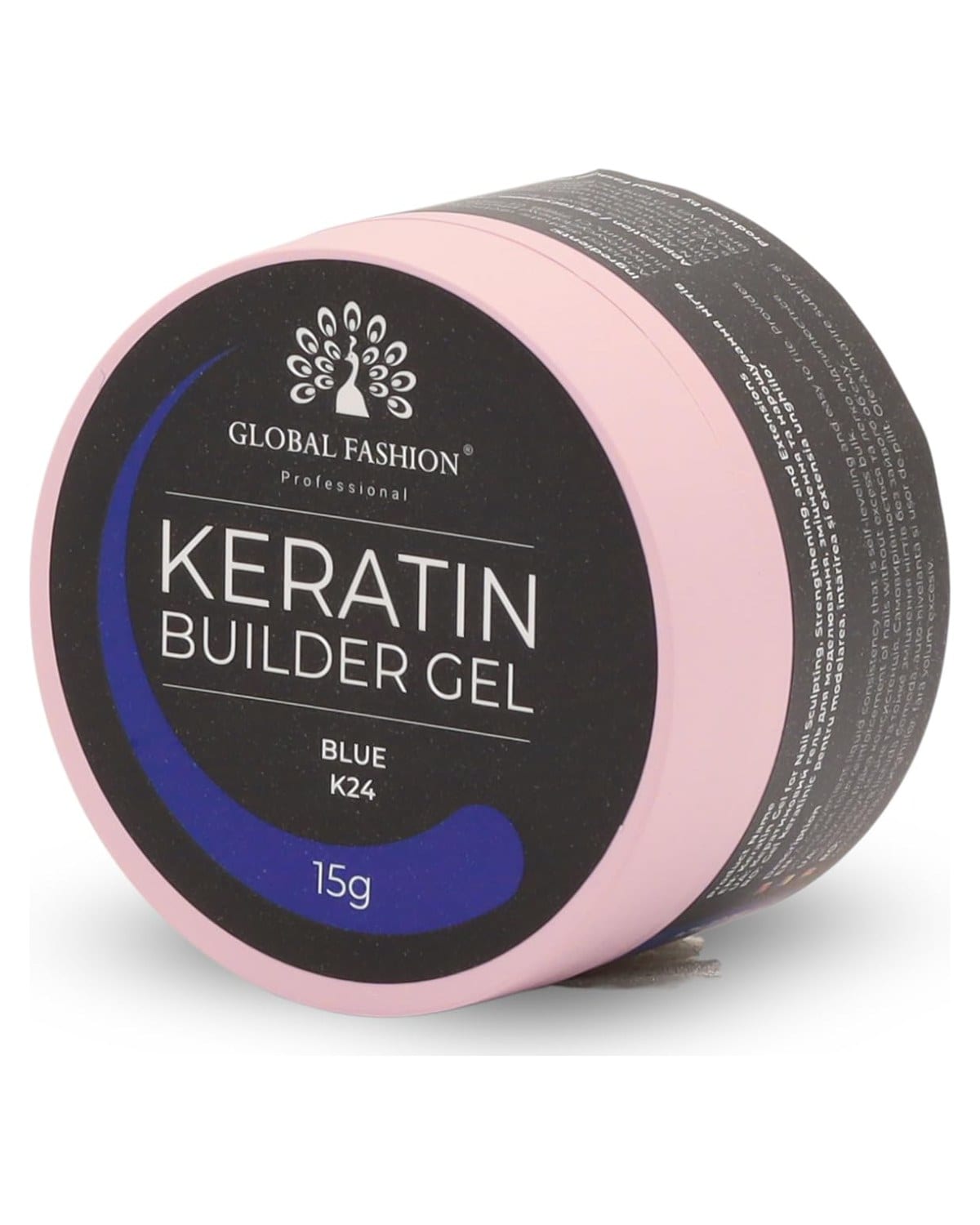Keratin Builder Gel 15g Self Leveling Hard Gel Durable and Strong for Nail Overlays Extensions and Repairs UV LED Cure Odor Salon Finish Reinforcing Formula, Long Lasting Wear (K24 - Blue)