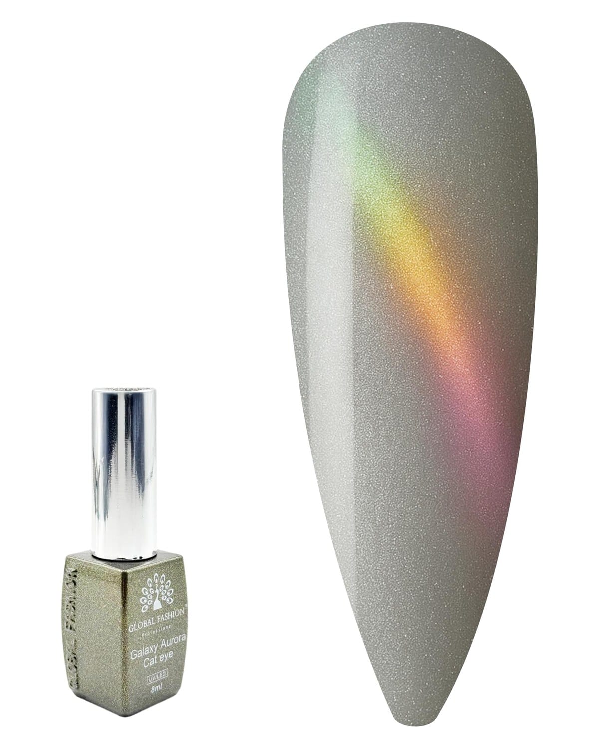 Galaxy Aurora Magnetic Cat Eye Gel Nail Polish UV/LED Gel 8ML — 9D Multitone Reflective Chameleon Effect, Soak Off Magnetic Gel with Magnet Stick for DIY & Salon Nails, Long-Lastin — Color 0614537759395