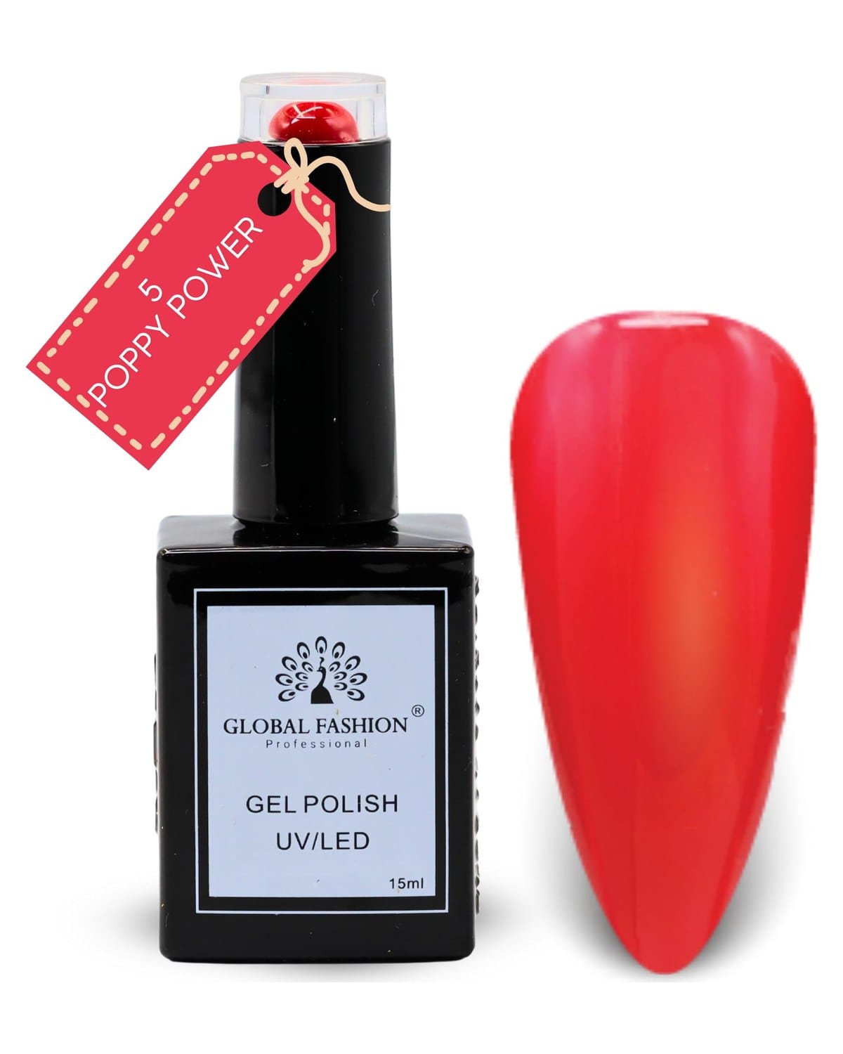 Red Rendezvous Collection – Gel Polish UV LED for Soak-Off Nail Color, Long-Lasting High-Gloss Finish, Salon-Quality Gel for Nail Art, Manicure & Home Use – (5-Poppy Power-1p, 15ml)
