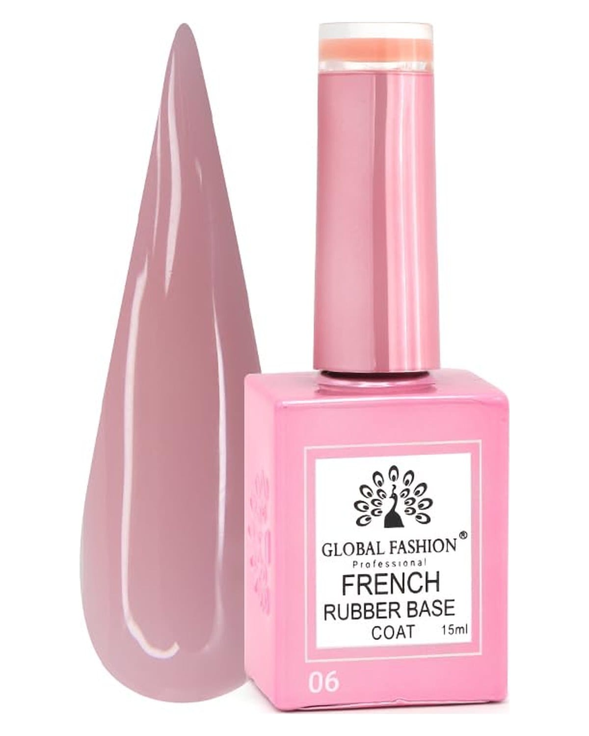 GLOBAL FASHION Professional FRENCH RUBBER BASE COAT: Long-Lasting, Durable, & Chip-Resistant Gel Nail Polish Base Coat | (06)