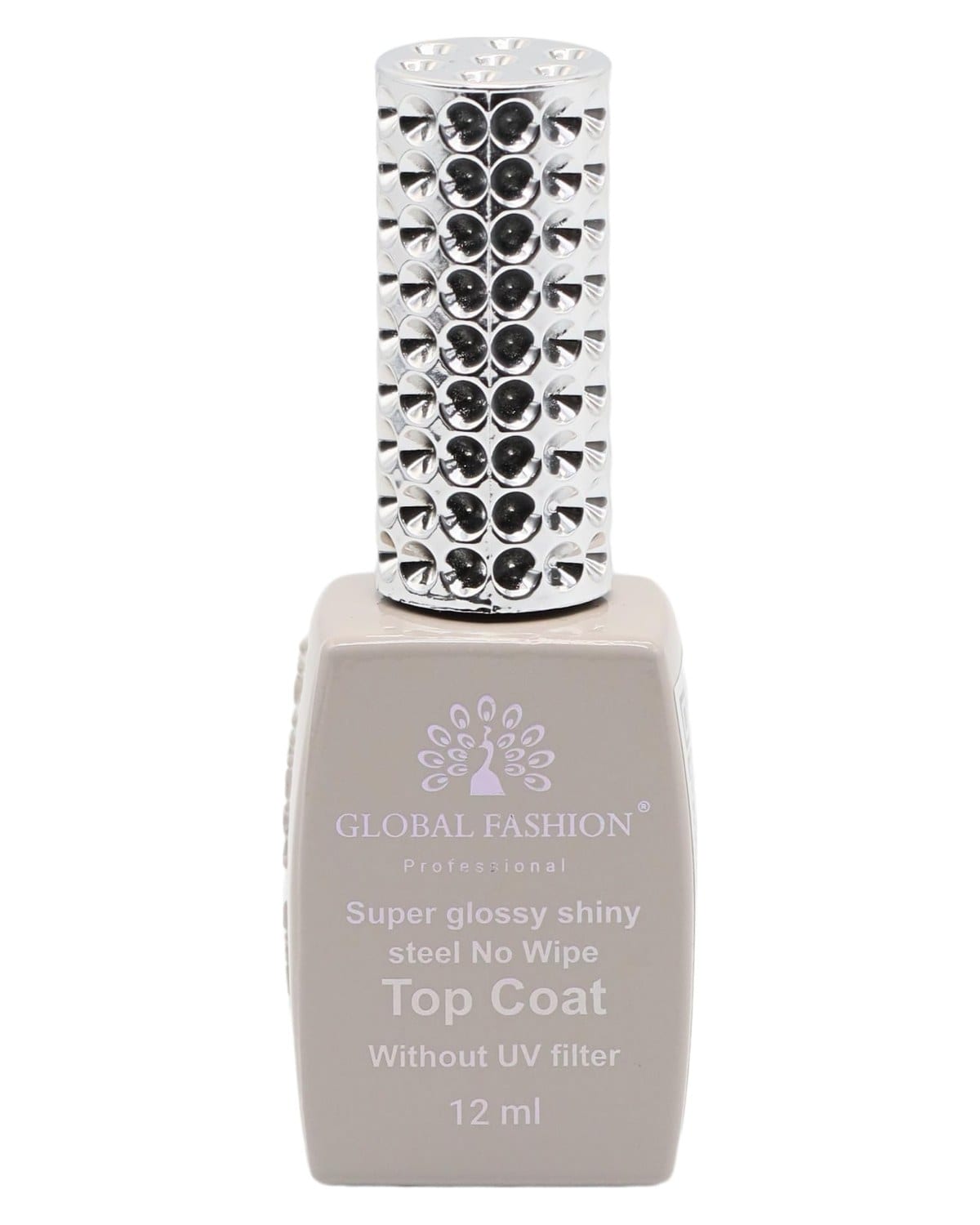 Global Fashion Professional Steel No Wipe Top Coat for Nails - Super Glossy Shiny, UV Lamp Required, Anti-Scratch, Long-Lasting Protection, 12ml (No UV Fillter, 12ml) — Color B0DVCD2MWM
