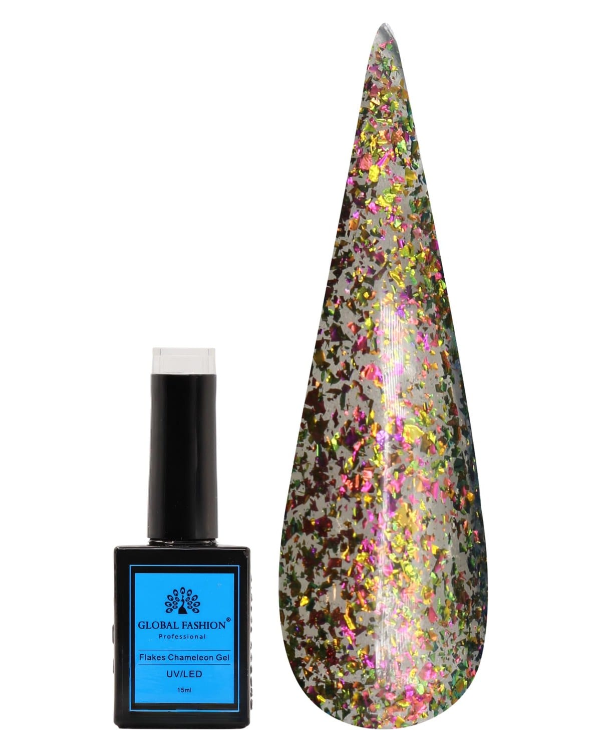 FLAKES Chameleon Gel Nail Polish 15ml by Global Fashion - Long-Lasting, Color Changing, Professional Nail Art, UV/LED Soak-Off Gel, Easy Application, Salon-Grade Manicure | (232, 1)