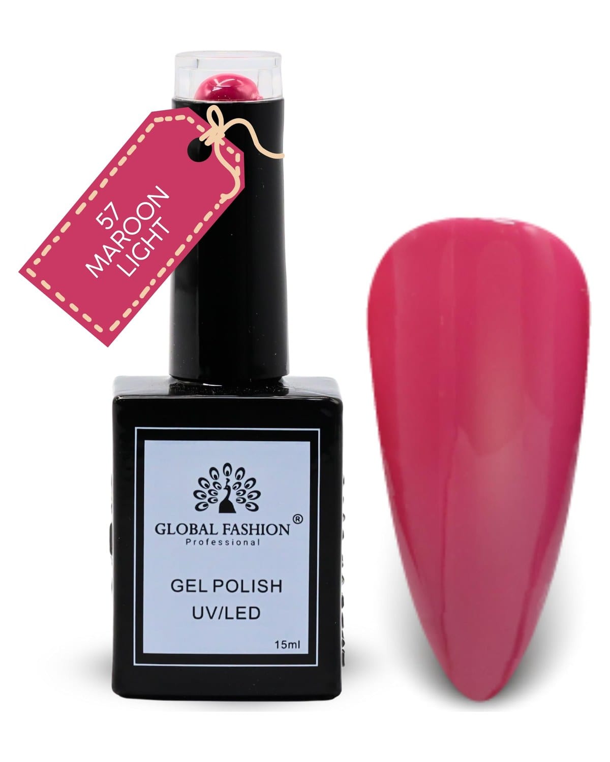 Global Fashion Pretty in Pink Collection Set (55–60) – 6 Long-Lasting, High-Gloss, Chip-Resistant Colors for Teens & Professionals – UV/LED Soak-Off Nail Kit (57-Maroon Light-1p, 1)