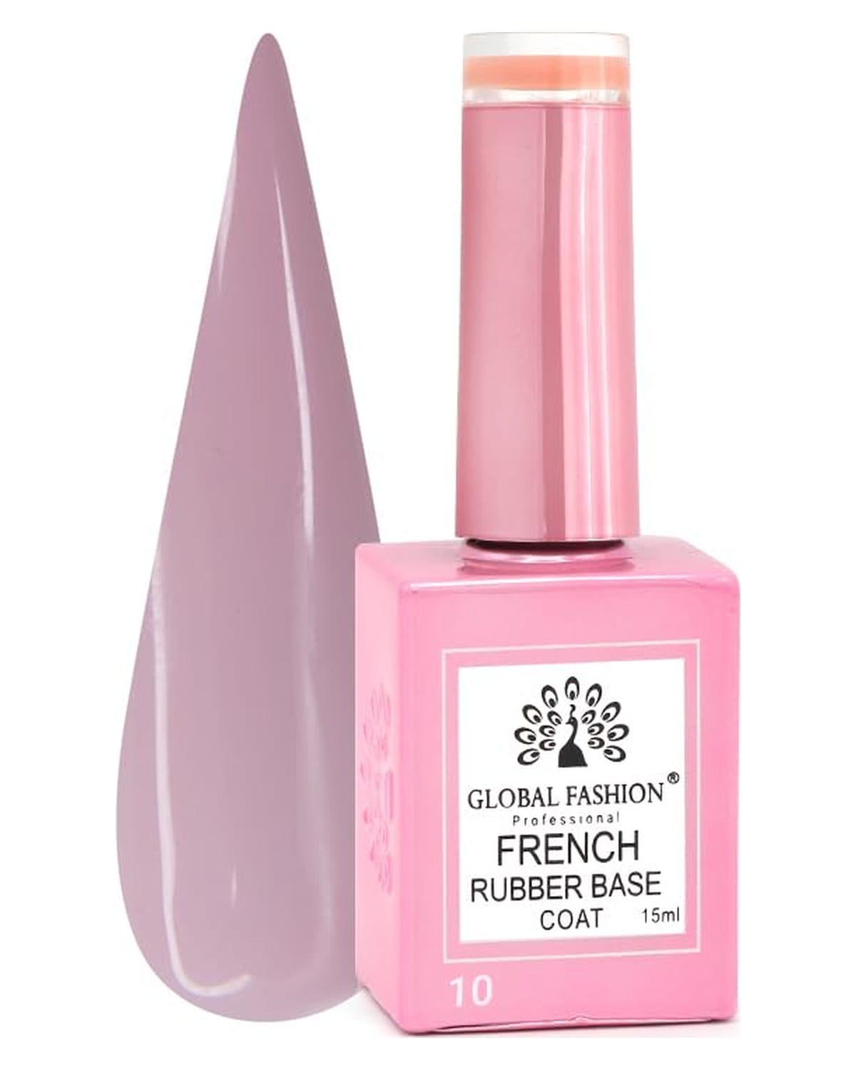 GLOBAL FASHION Professional French Rubber Base Coat 15ml: Long-Lasting, Durable, & Chip-Resistant Gel Nail Polish Base Coat for Manicure and Pedicure | (10)