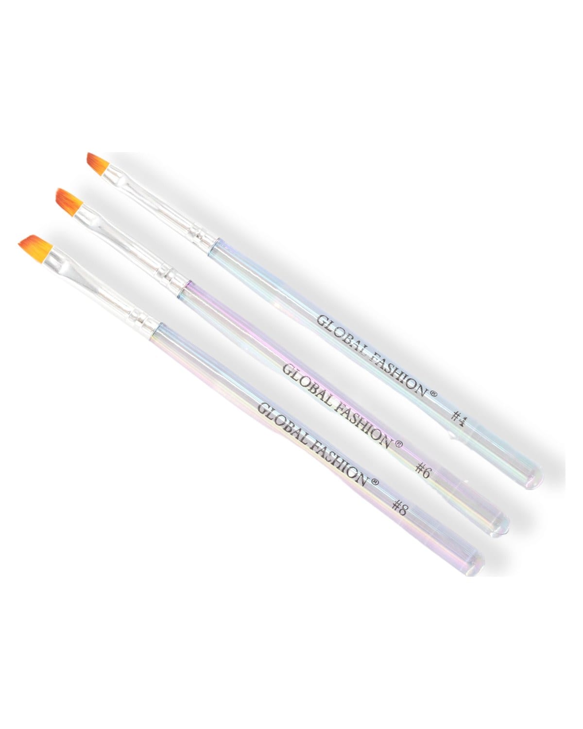 GLOBAL FASHION Professional Gel Nail Flat Synthetic Brush Set #4, 6, 8 - Perfect for Beginners and Nail Artists # (Set) — Color 100011922118