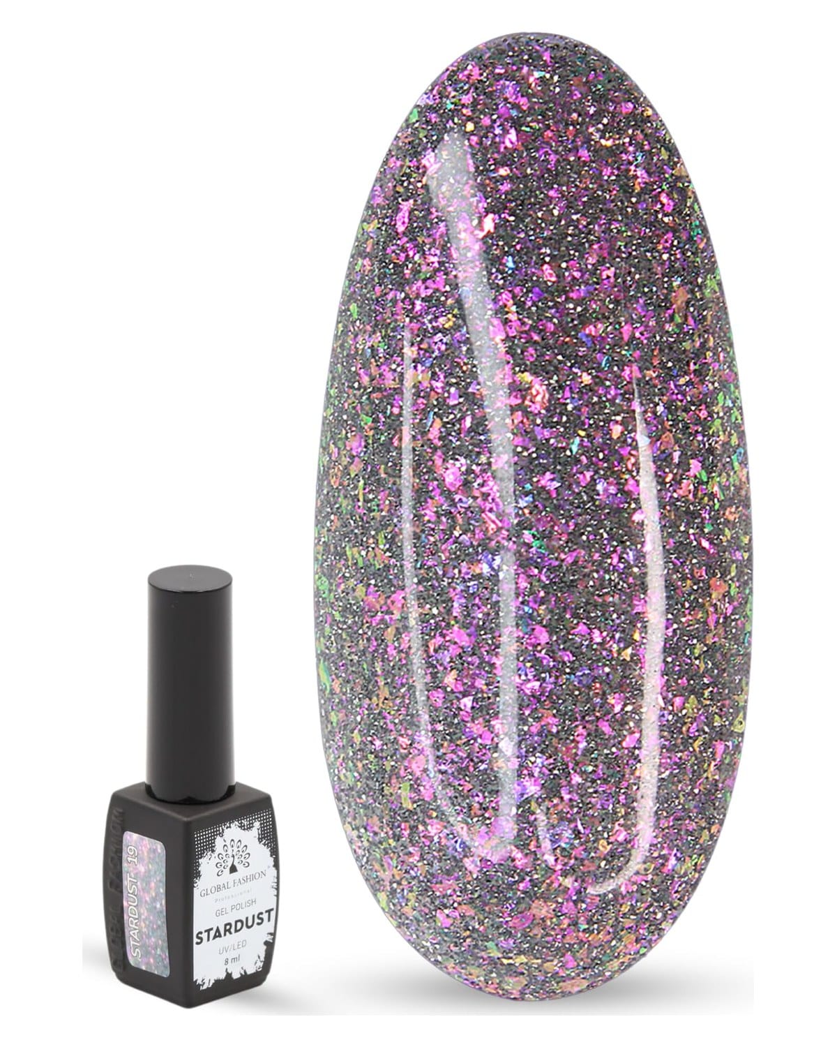 Stardust Gel Nail Polish – 8ml Holographic Glitter Color, Long-Lasting High-Gloss Soak Off UV/LED Gel, Professional Salon Quality & DIY Nail Art for Easy Manicure and Pedicure at Home or Salon (19) — Color 4673724655991