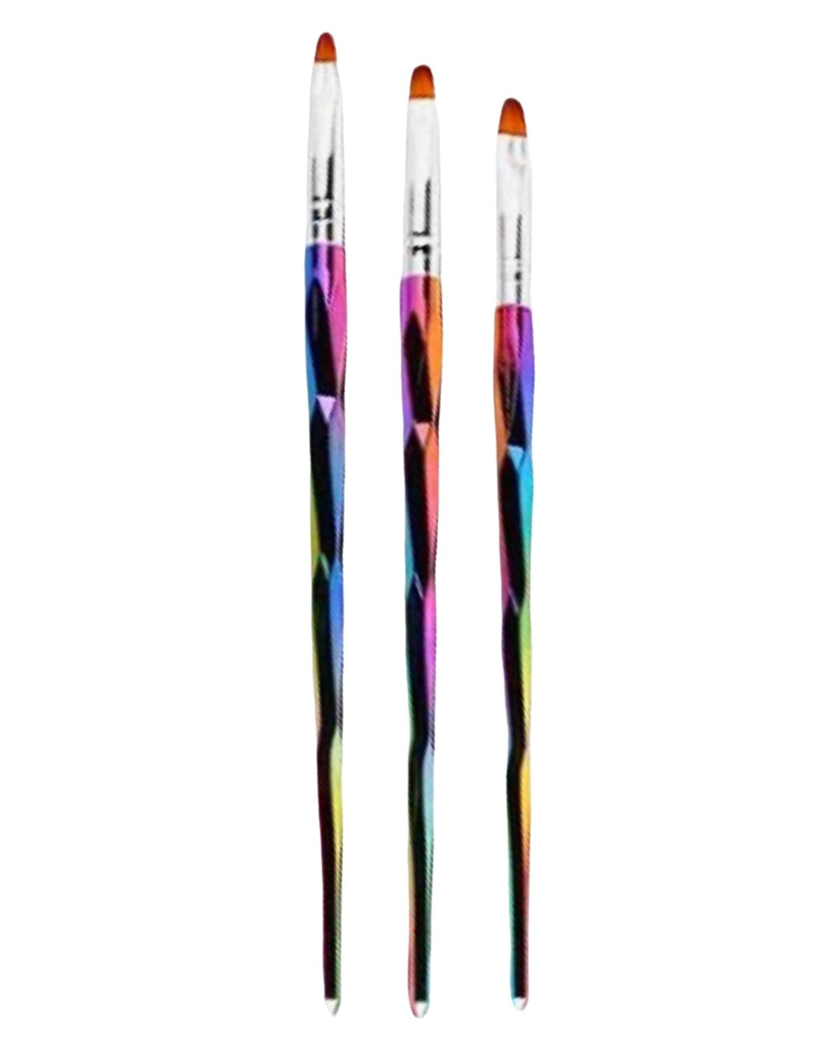 Global Fashion Professional Nail Art Uv Gel Oval Brush Set (3 Pcs) - Brushes For Acrylic & Nails Precision Tools