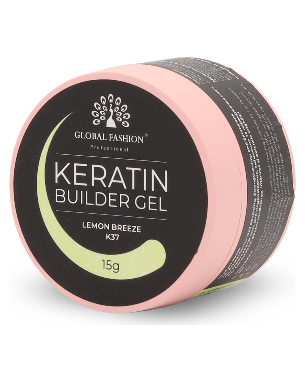 Keratin Builder Gel 15g Self Leveling Hard Gel Durable and Strong for Nail Overlays Extensions and Repairs UV LED Cure Odor Salon Finish Reinforcing Formula, Long Lasting Wear (K37 - Lemon Breeze)
