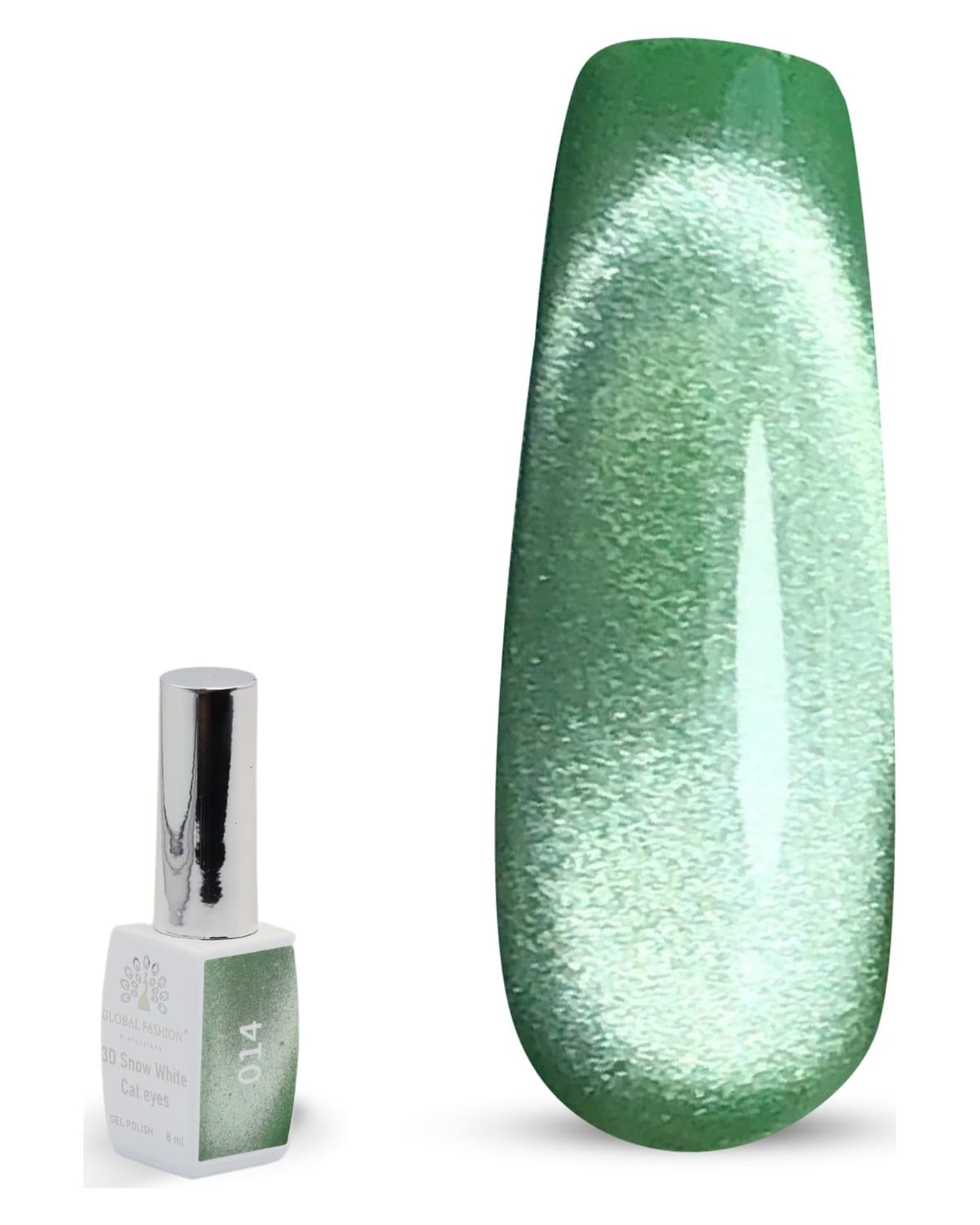 3D Snow White Cat Eye Gel Nail Polish 8ml – Long-Lasting Magnetic Gel, Holographic Shimmer, UV/LED Soak Off, Chip-Resistant, Vegan Cruelty-Free, DIY Nail Art, Salon Quality Manicur — Color 6145377444690