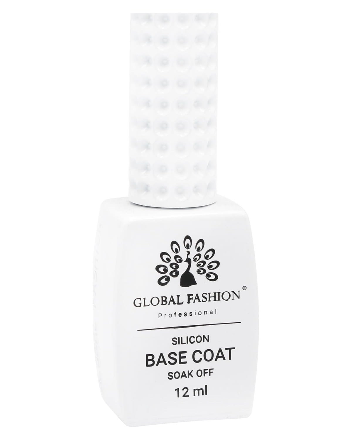 Global Fashion Professional Clear Rubber Base Coat - UV/LED Soak-Off Gel Polish, Strong Adhesion, Flexible & Long-Lasting, Nail Strengthening Formula (Silicon base coat, 12ml)