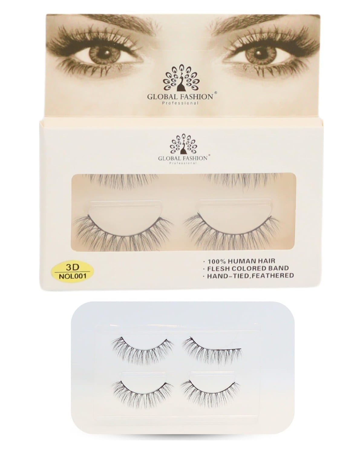 False Eyelashes Pack - Wispy Natural Look, Mink Fluffy Strips, Cat Eye and Fox Eye Lashes, Reusable, Easy Application, Perfect for Daily Wear & Special Occasions | (Eyelash 3D NOL001-4Pcs) — Color Eyelash 3D NOL001-2 Pair