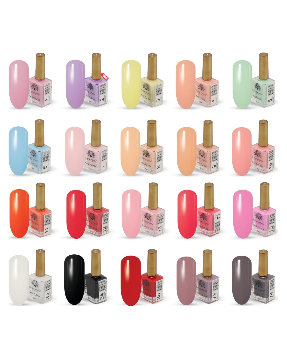 Nail Polish Set 15ml – 20 Vibrant Shades for Women, Manicure & Pedicure, Long-Lasting, Chip-Resistant, Quick Dry, Vegan, Cruelty-Free, Salon-Quality Finish (Soft Elegance, 20 Shade)
