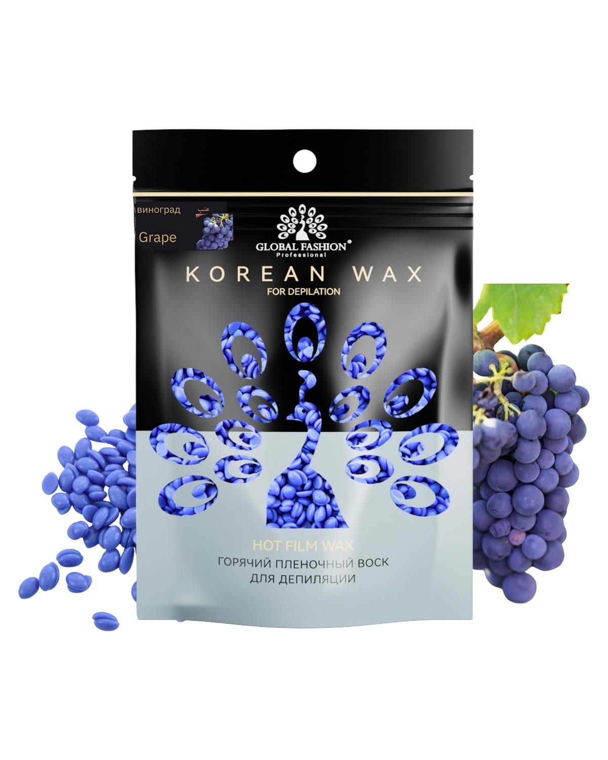 Korean Hot Film Hard Wax Beans for Painless Hair Removal – 12 Variants Stripless Korean Waxing Beads for Bikini, Legs, Face, Body – All Skin Types (1000g, GRAPE) — Scent Grape-1000g