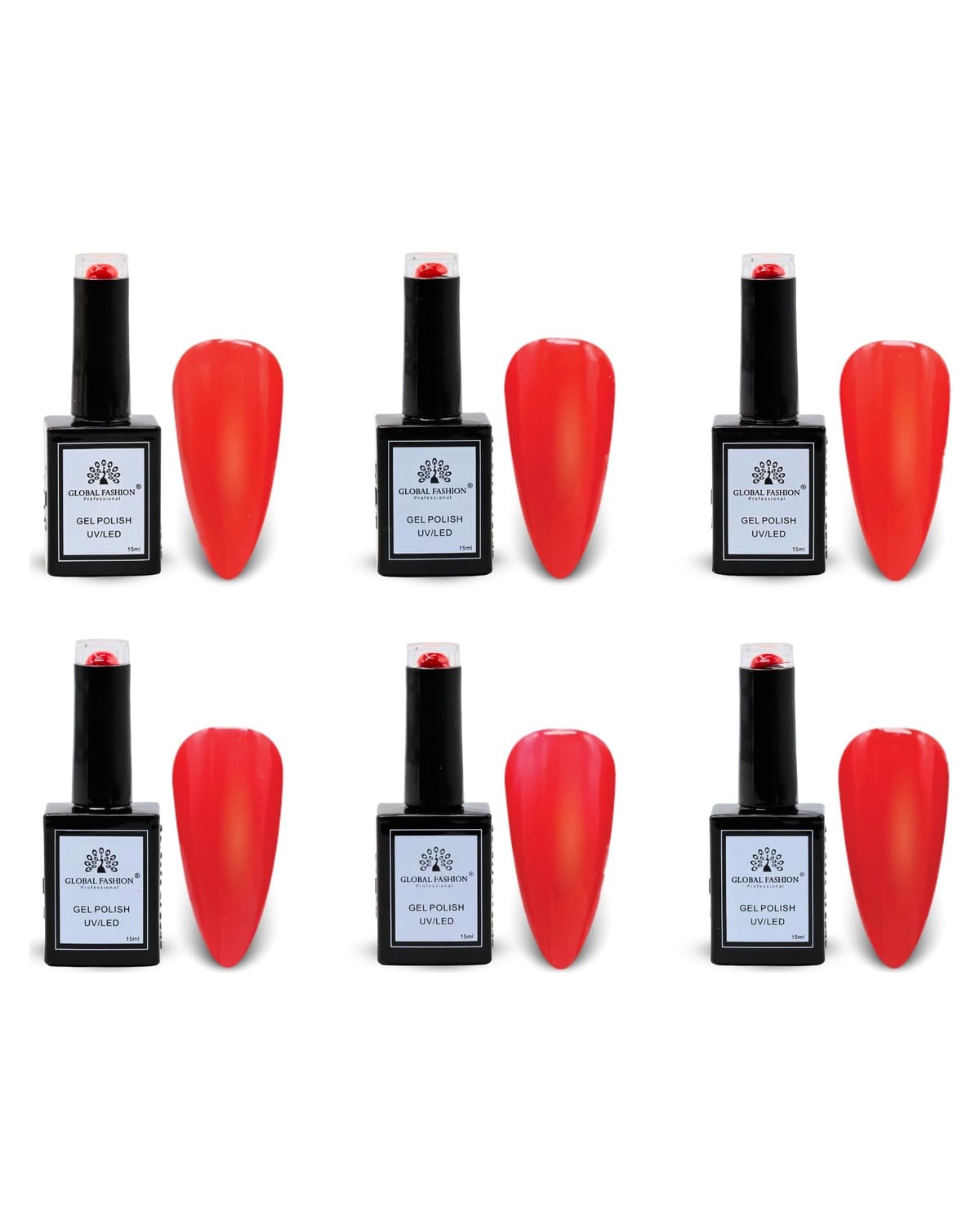 Global Fashion Gel Polish UV LED Collection – 140 Professional Soak-Off Shades, 15ml Each – Long-Lasting, High-Gloss Nail Polish for Salon & Home Manicures (1-6 Red Rendezvous-6p)