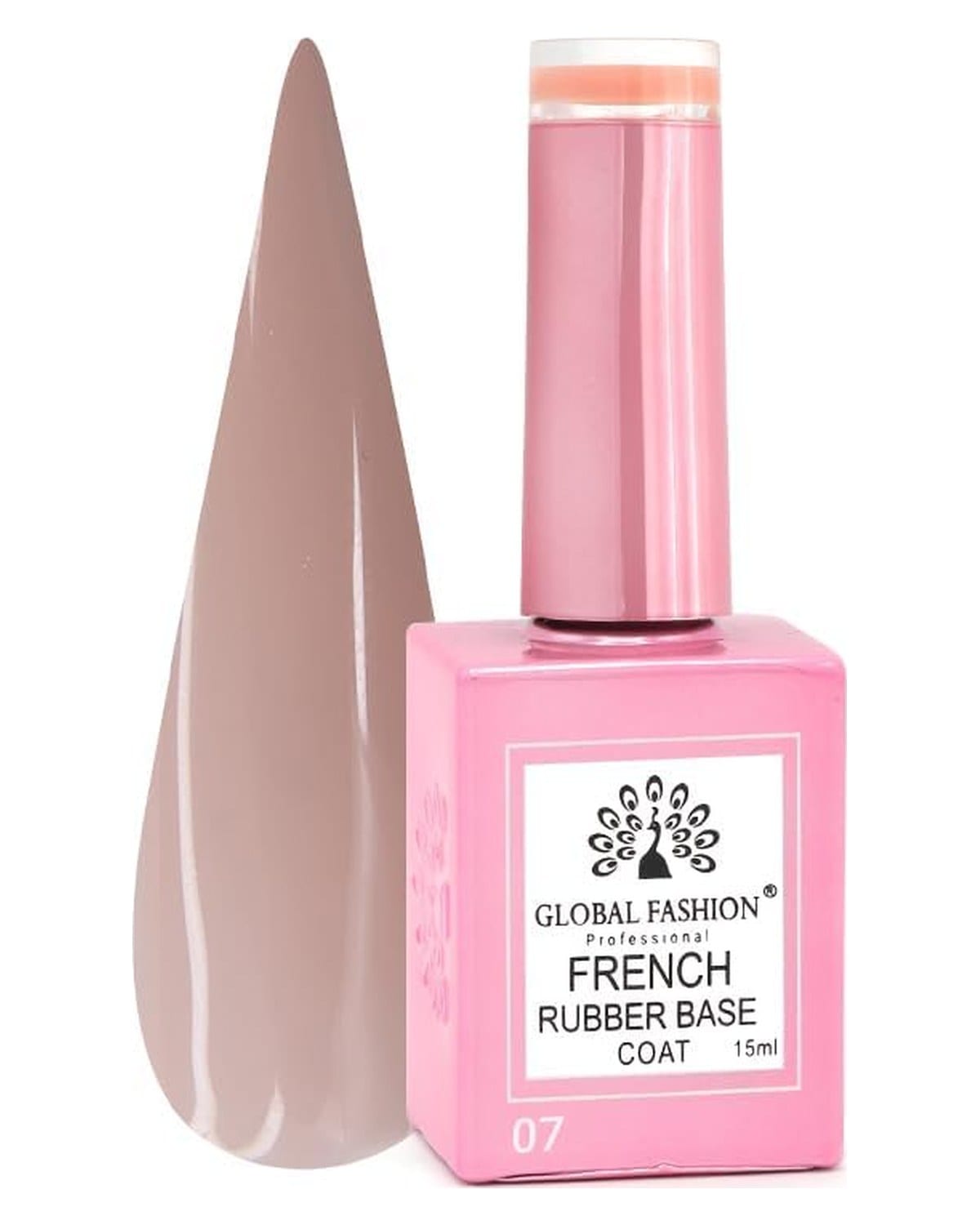 GLOBAL FASHION Professional French Rubber Base Coat: Long-Lasting, Durable, & Chip-Resistant Gel Nail Polish Base Coat | (07)