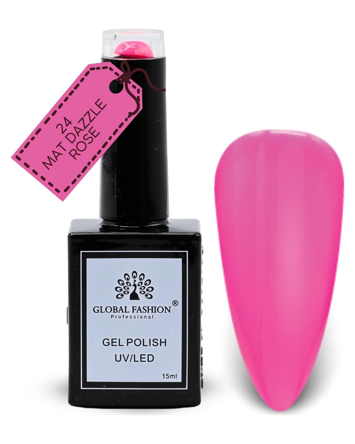 Peach Perfection Collection UV LED Gel Polish – Soak-Off Nail Color for Teen Girls, Long-Lasting Glossy Finish, Chip-Resistant Salon Gel for Nail Art & Home Use (24-Mat Dazzle Rose)
