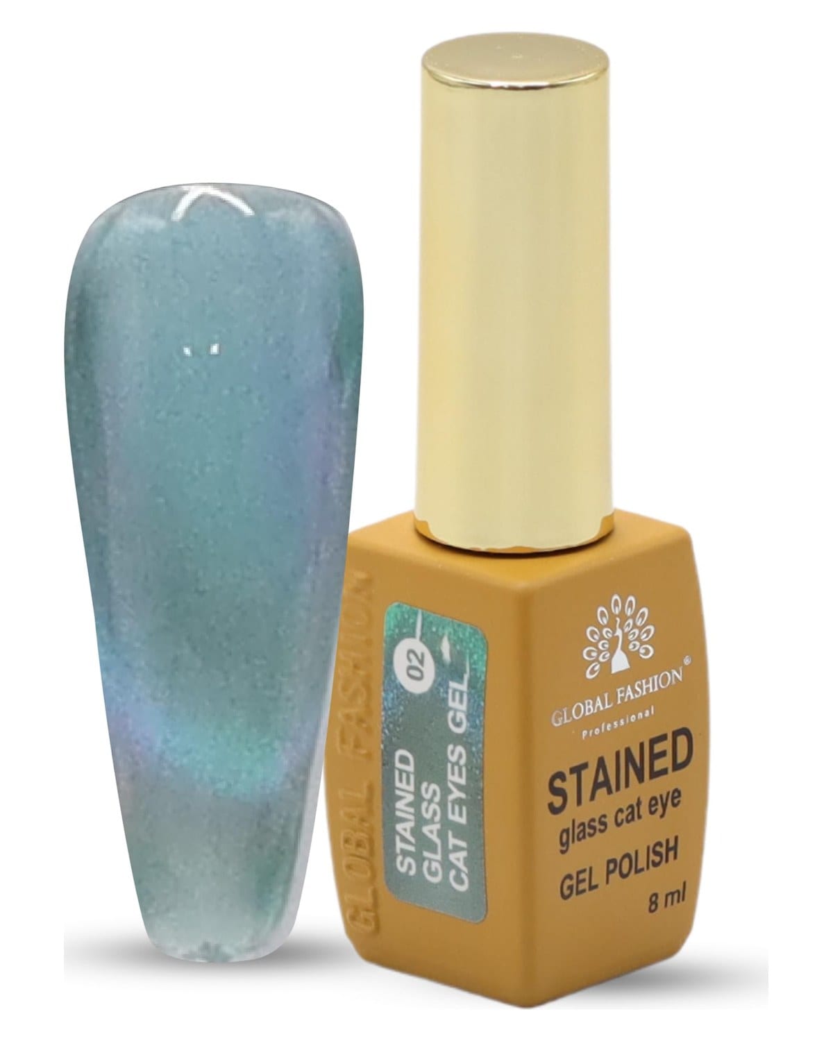 GLOBAL FASHION Stained Glass Cat Eye Gel Polish 8ml | Holographic Shimmer, Magnet Included, Long-Lasting, High-Gloss, UV/LED Soak Off, Nail Art Design, Professional Manicure, Salon — Color 2038529540460