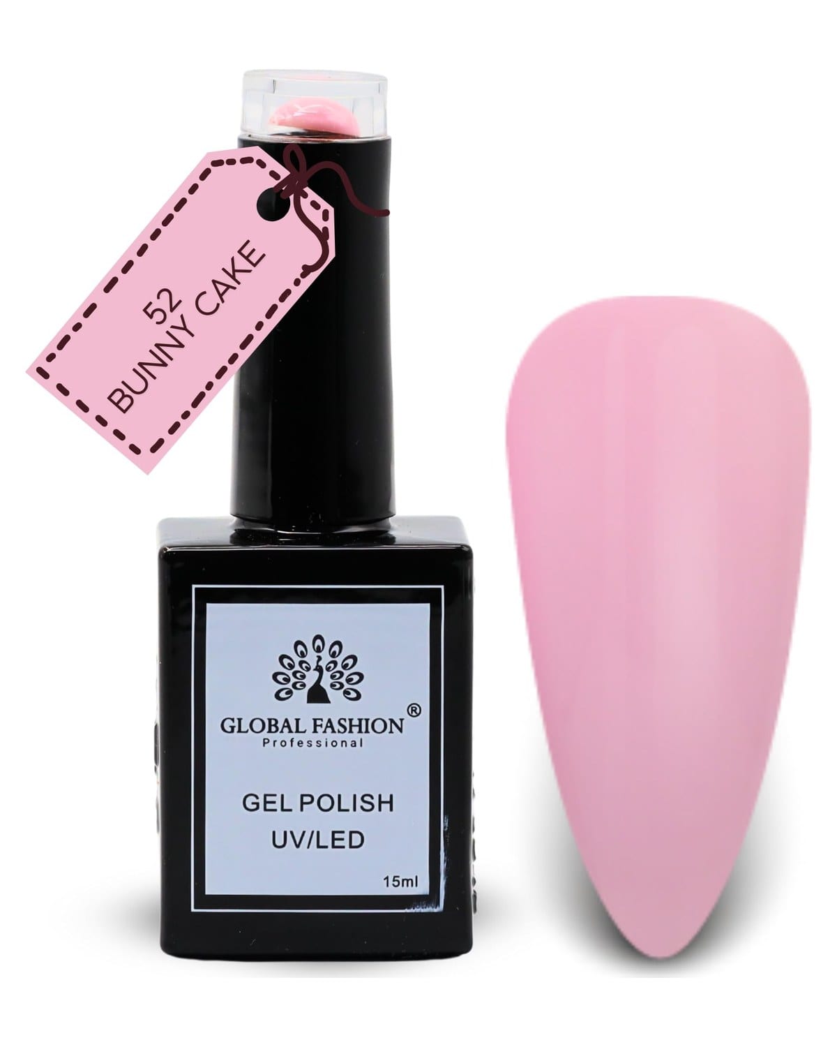 Global Fashion Blush Garden Collection Set (49–54) – 6 Long-Lasting, High-Gloss, Chip-Resistant Colors for Teens & Professionals – UV/LED Soak-Off Nail Kit (52-Bunny Cake-1p, 15ml)