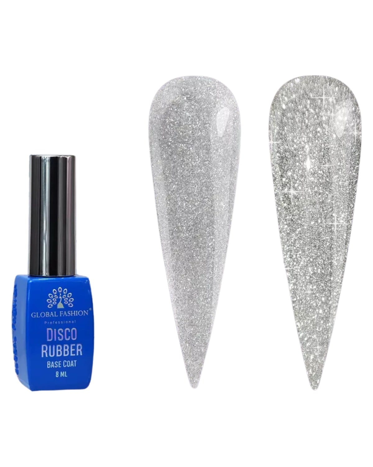 GLOBAL FASHION Professional Disco Reflective Rubber Base | 8ml | Long-lasting Shine | Nail Art | (11) — Color 4673724658428