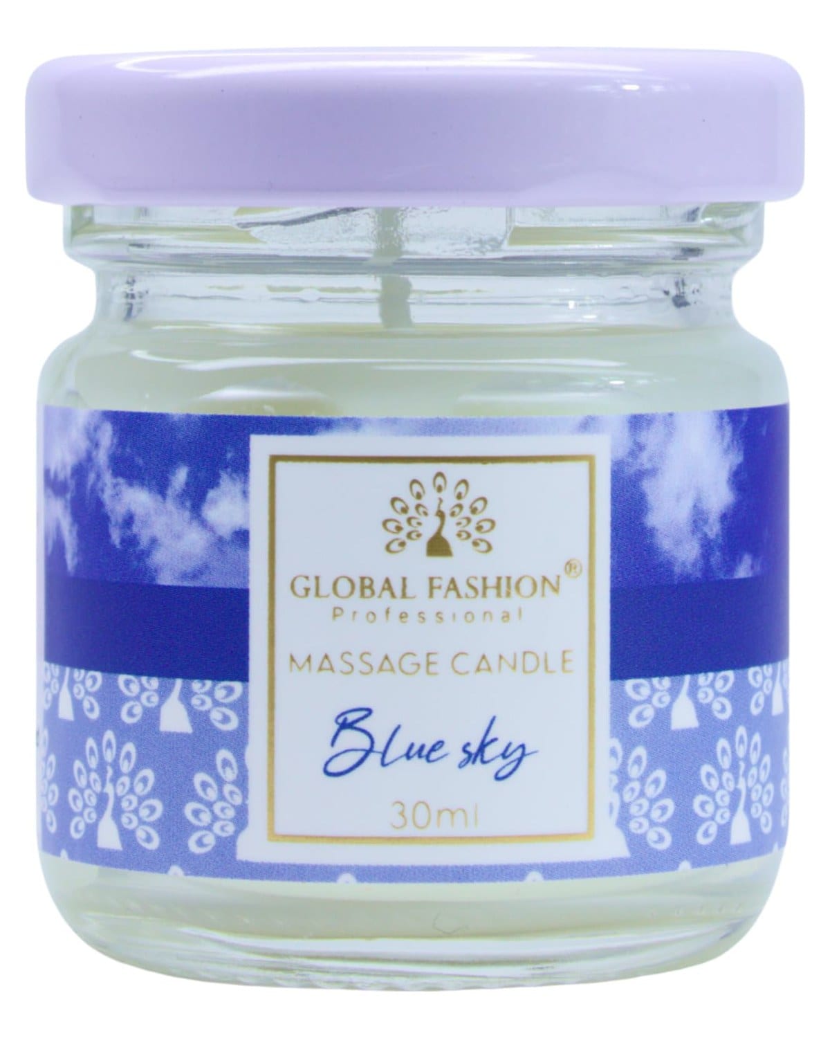 Global Fashion Massage Candle 30 ml - Luxury Body & Massage Oil Candle, Warm Skin-Oil Candle for Home Spa, Couples & Personal Use - Vegan Soy Wax, Home Scented Aromatherapy Gift-Ready (Blue Sky) — Scent 0744963296864