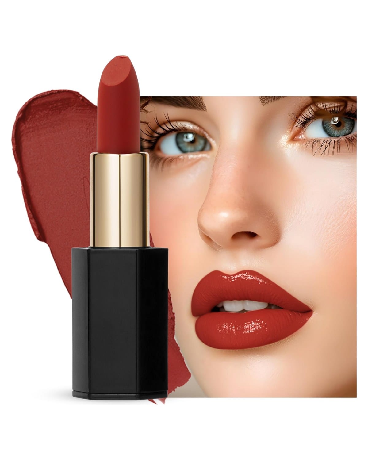 Velvet Moisturizing Matte Lipstick - 24 Long-Lasting Shades, Highly Pigmented, Smudge-Proof, Vegan & Cruelty-Free, Luxe Non-Drying Formula with Velvet Finish (110 Vivid Auburn, 3.5) — Color 110	Vivid Auburn