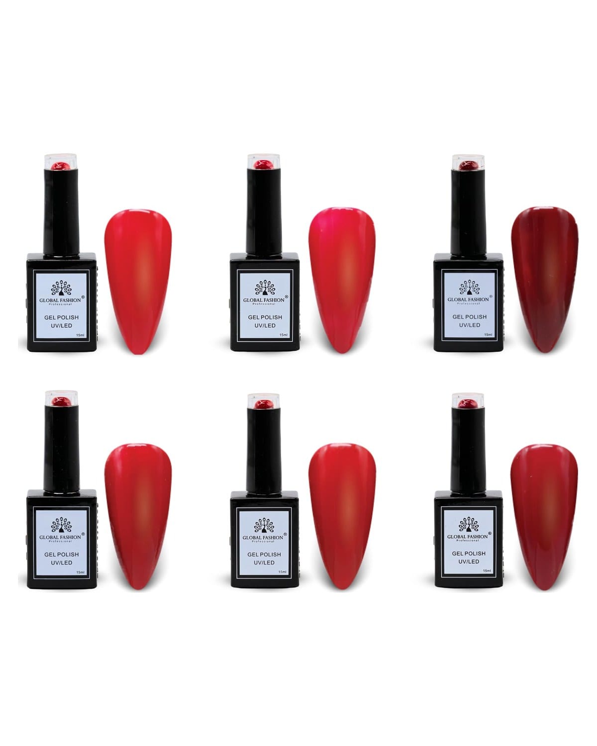 Crimson Cascade UV LED Gel Nail Polish Set – 6 Soak-Off Red Gel Polishes, 15ml Long-Lasting High Glossy Finish, Salon Gel Nail Kit for Nail Art, Manicure, Pedicure, Home Use & Gift — Color 614537761503