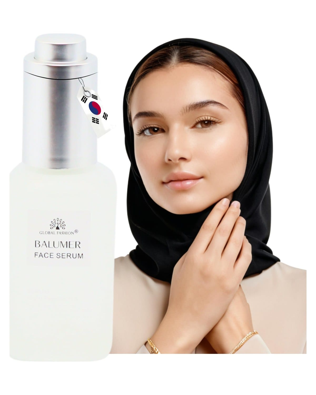 Global Fashion Face Serum 50 ml – Anti-Aging, Brightening & Hydrating – With Vitamin C, Retinol, Hyaluronic Acid, Collagen, AHA BHA, Peptides – Korean Skincare (BALUMER Face Serum)