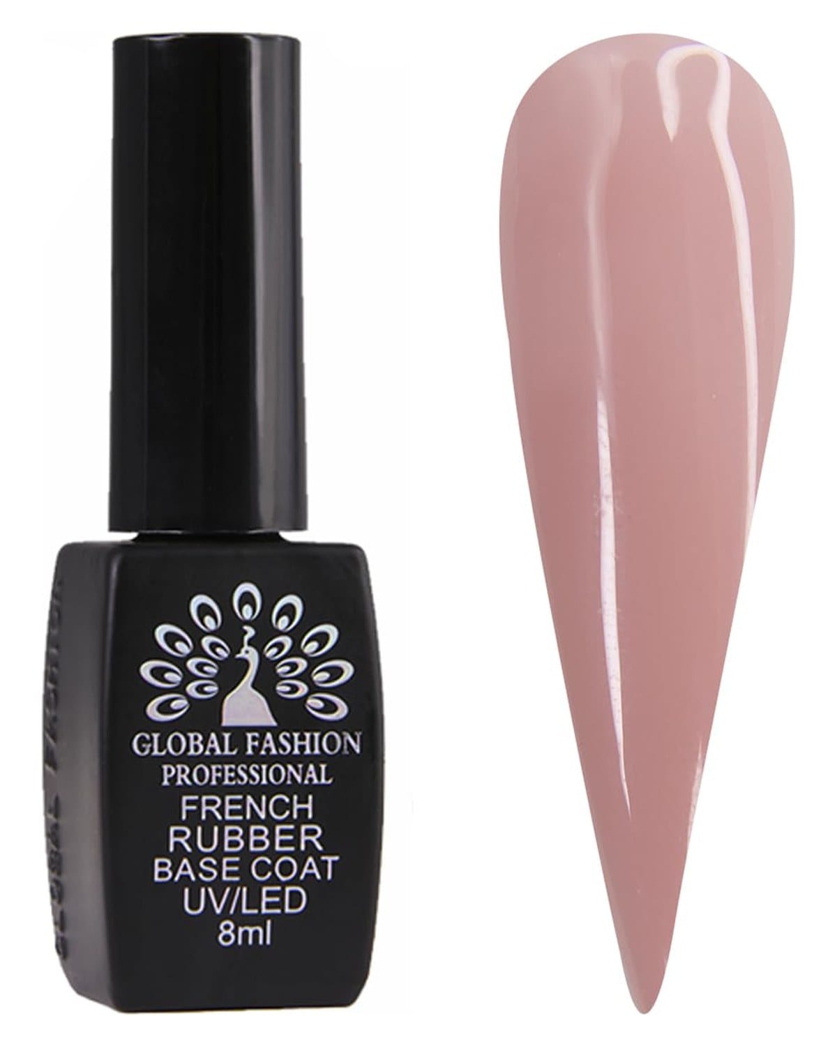 Global Fashion Professional French Rubber Base Coat - UV/LED Curable, Gel Polish Long-Lasting Manicure, Chip-Resistant Nail Strengthener, Vegan & Cruelty-Free Formula, 8ml | (09)