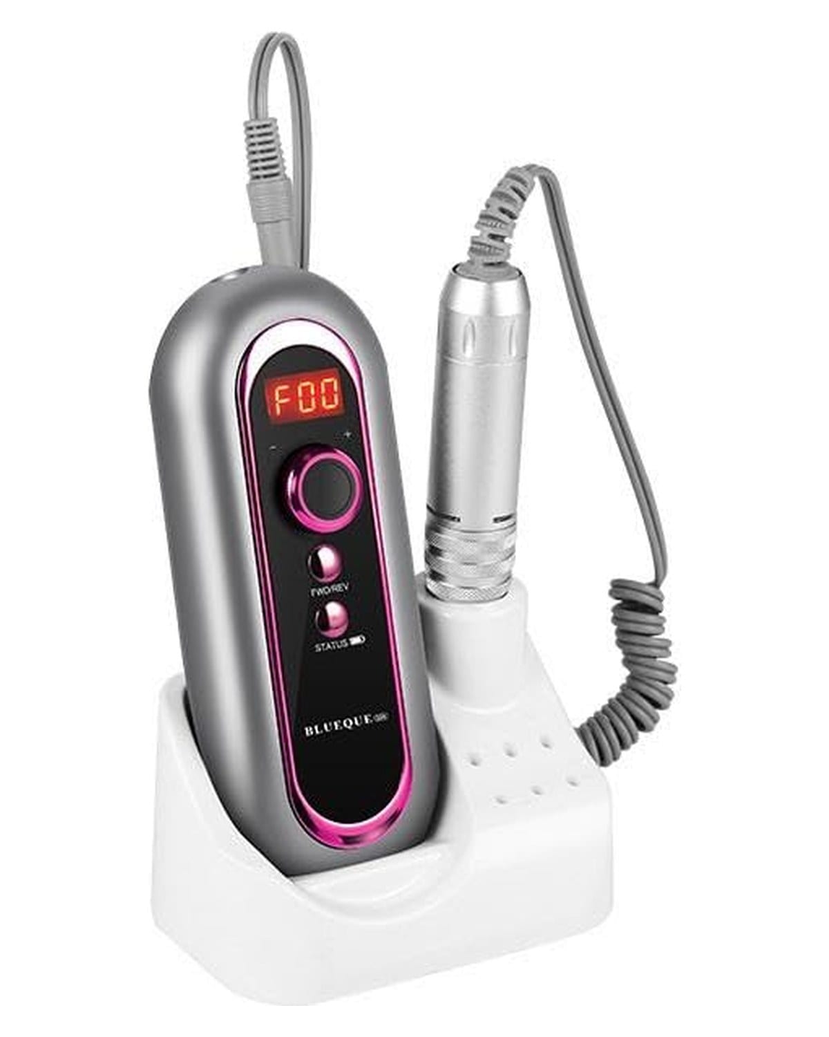 Cordless Nail Dril BQ-504A  – 30,000 RPM, LCD Display, Rechargeable, Lightweight Ergonomic E-File Kit for Acrylic, Gel & Polygel Removal, Manicure & Pedicure, Salon & Home Use (Grey)