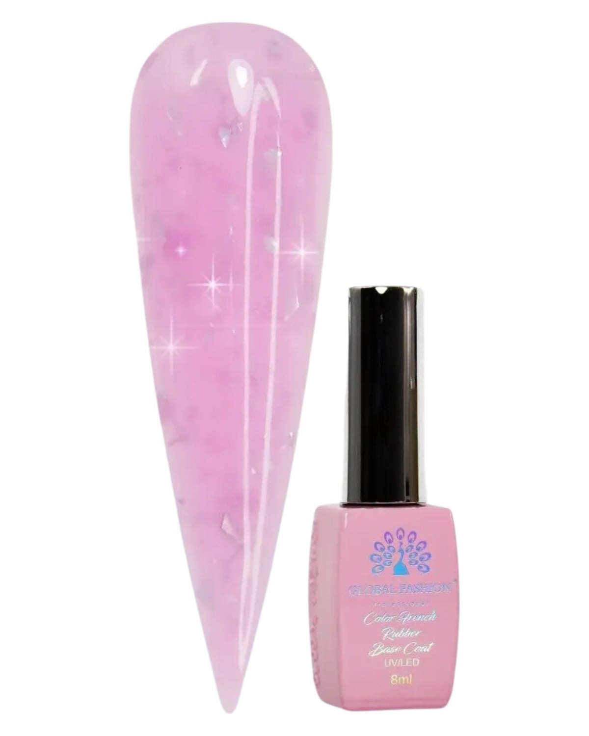 GLOBAL FASHION Professional Non-Toxic Flakes Base Coat for Women - Vegan, Cruelty-Free, Long-lasting, Strong, and Flexible - 8ml | (13) — Color 4673724658299