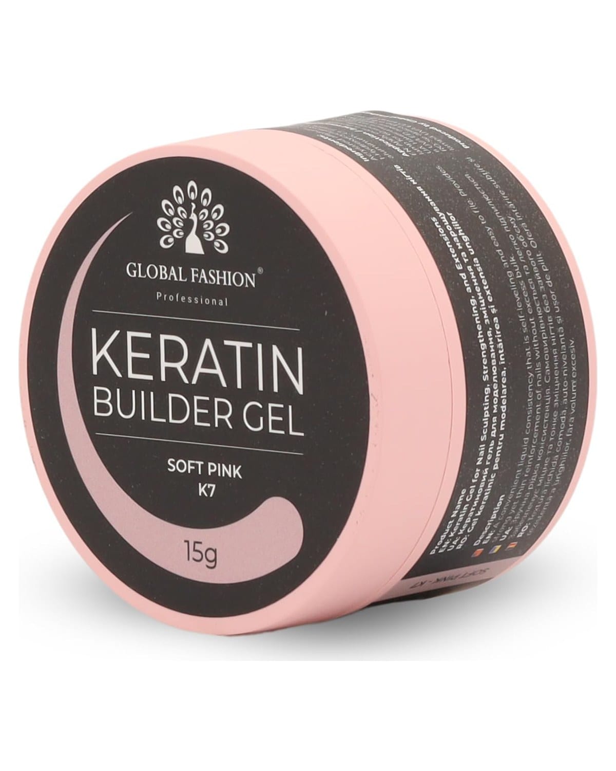 Keratin Builder Gel 15g Self Leveling Hard Gel Durable and Strong for Nail Overlays Extensions and Repairs UV LED Cure Odor Salon Finish Reinforcing Formula, Long Lasting Wear (K7 - Soft Pink)