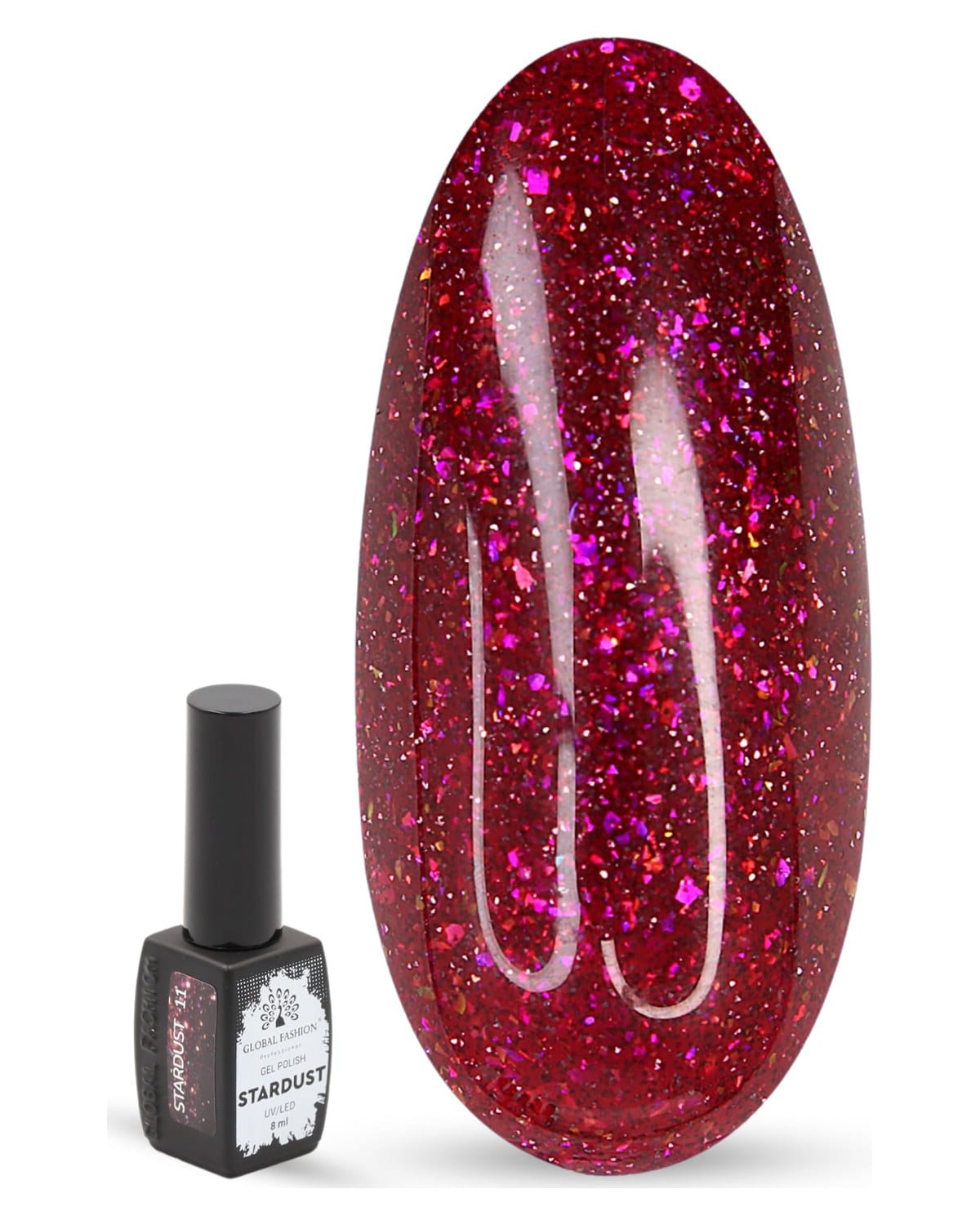 Stardust Gel Nail Polish – 8ml Holographic Glitter Color, Long-Lasting High-Gloss Soak Off UV/LED Gel, Professional Salon Quality & DIY Nail Art for Easy Manicure and Pedicure at Home or Salon (11) — Color 4673724655915