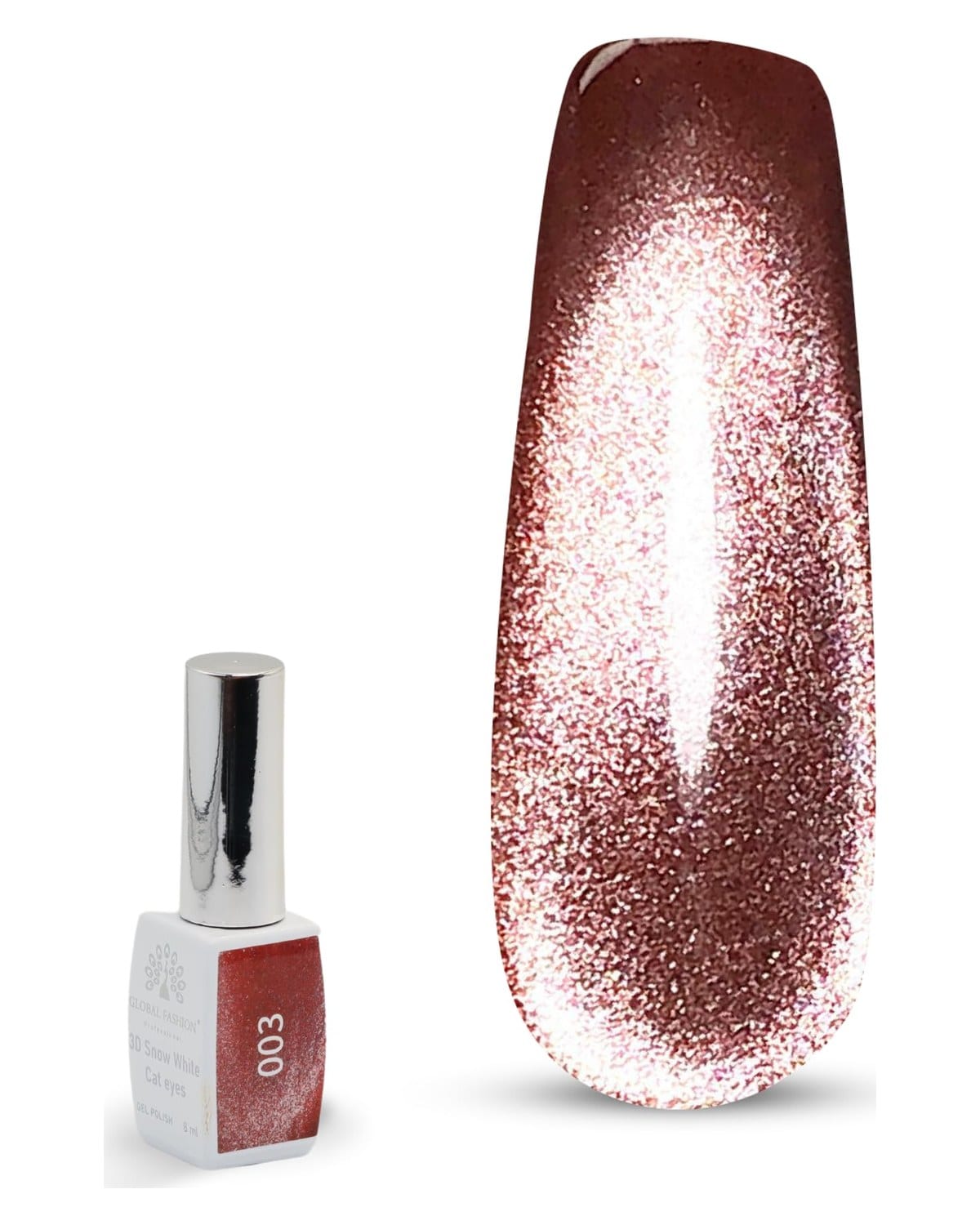 3D Snow White Cat Eye Gel Nail Polish 8ml – Long-Lasting Magnetic Gel, Holographic Shimmer, UV/LED Soak Off, Chip-Resistant, Vegan Cruelty-Free, DIY Nail Art, Salon Quality Manicur — Color 6145377443600