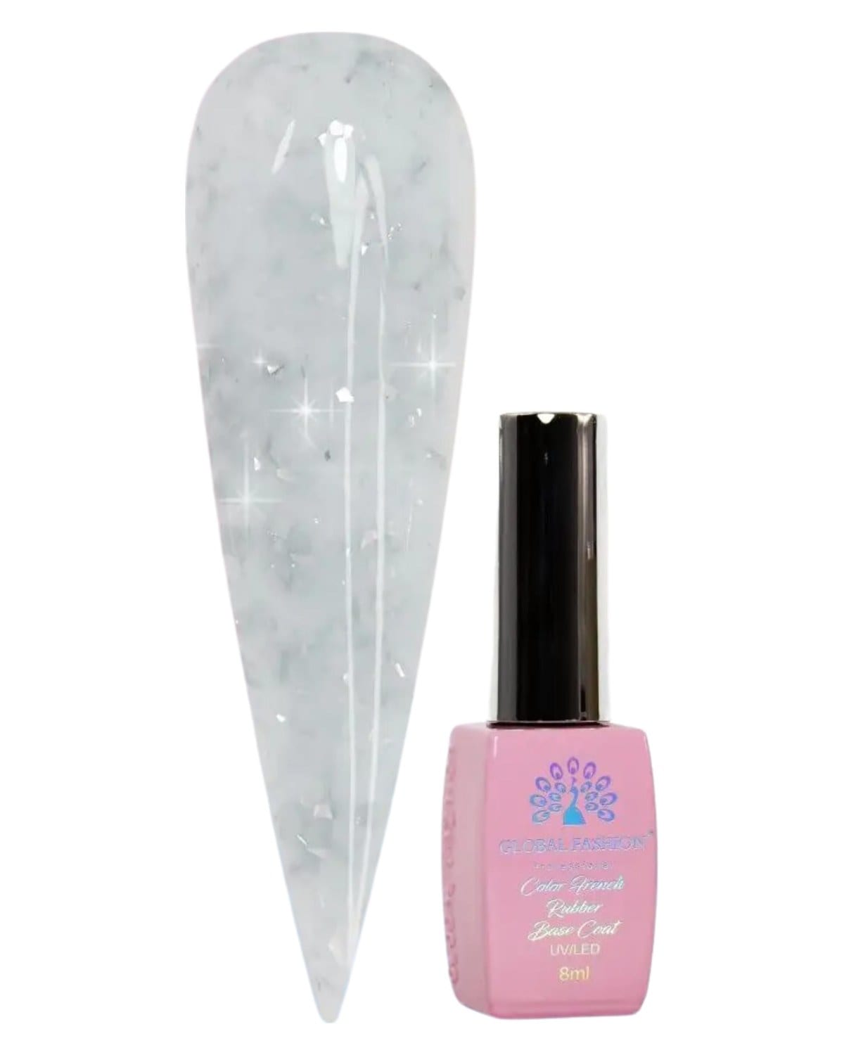 GLOBAL FASHION Professional Non-Toxic Flakes Base Coat for Women - Vegan, Cruelty-Free, Long-lasting, Strong, and Flexible - 8ml | (11) — Color 4673724658275