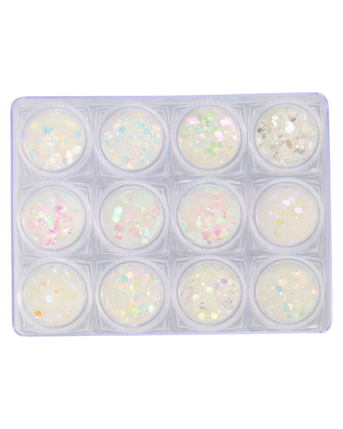 GLOBAL FASHION Professional Nail Glitter Art Decoration Powder for Design - 12 Colors of Holographic Nail Glitter, Sequins, and Flakes for Nail Art Designs | (GLITTER 3)