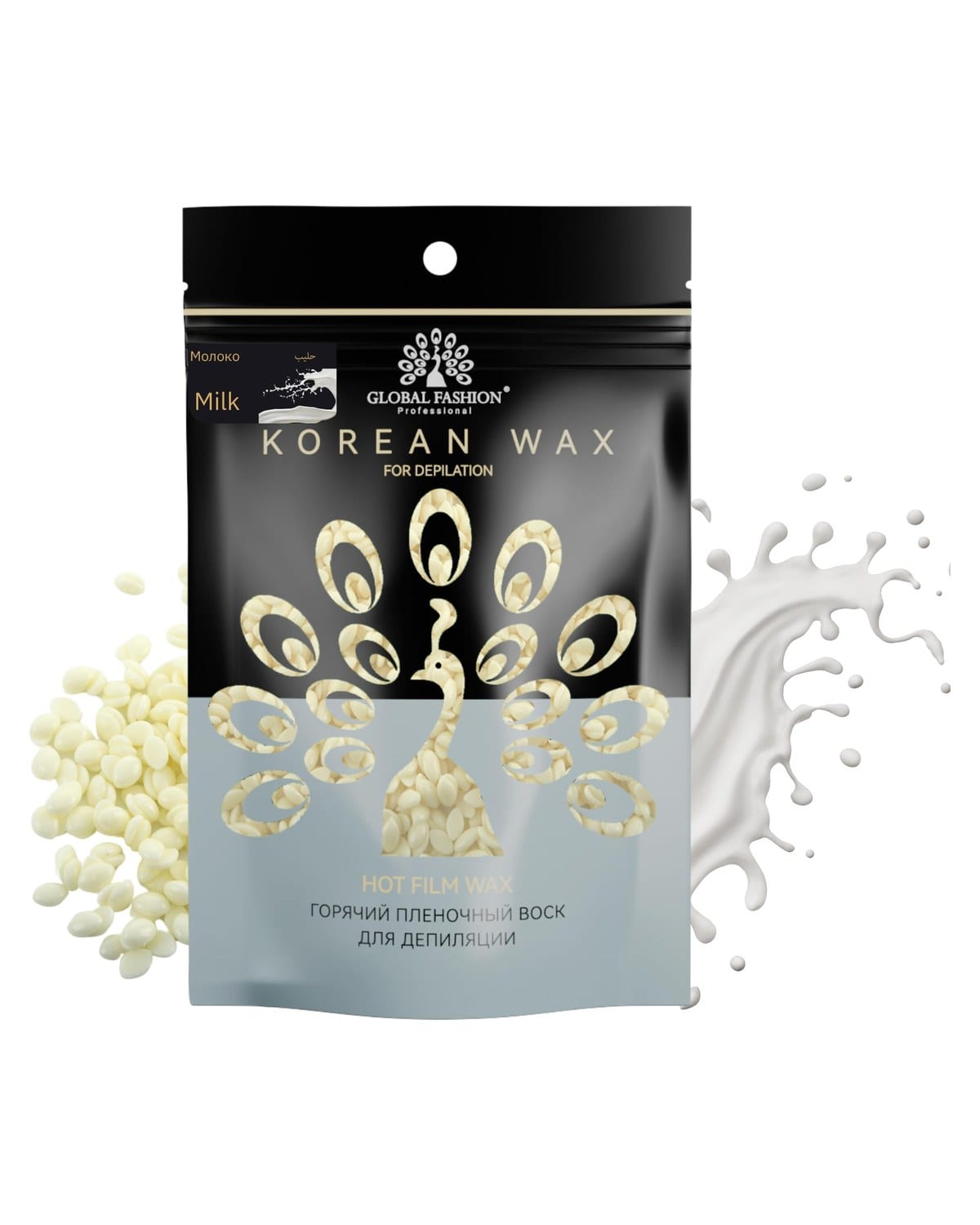 Korean Hot Film Hard Wax Beans for Painless Hair Removal – 12 Variants Stripless Korean Waxing Beads for Bikini, Legs, Face, Body – All Skin Types (500g, MILK) — Scent Milk-500g