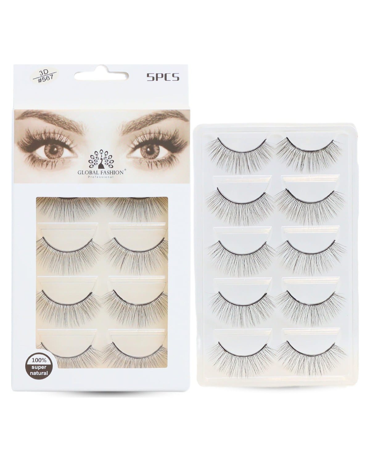 False Eyelashes Pack - Wispy Natural Look, Mink Fluffy Strips, Cat Eye and Fox Eye Lashes, Reusable, Easy Application, Perfect for Daily Wear & Special Occasions | (Eyelash 3D #567-5Pcs) — Color Eyelash 3D #567-5 Pair