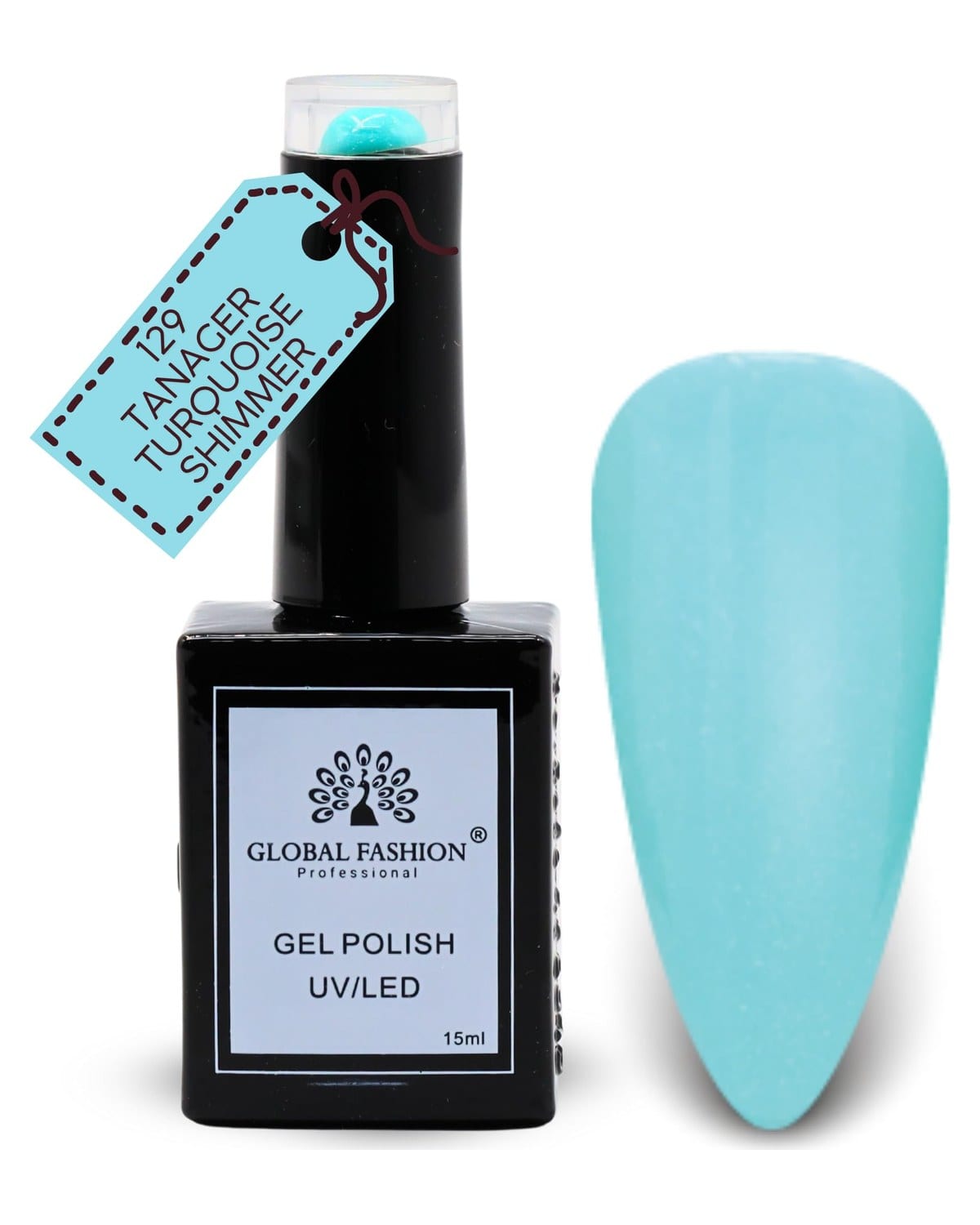 Global Fashion Earthy Elegance Collection (127–132) – 6 Long-Lasting, High-Gloss, Chip-Resistant Colors for Teens & Professionals – UV/LED Soak-Off Nail (129-Tanager Turquoise Shim)