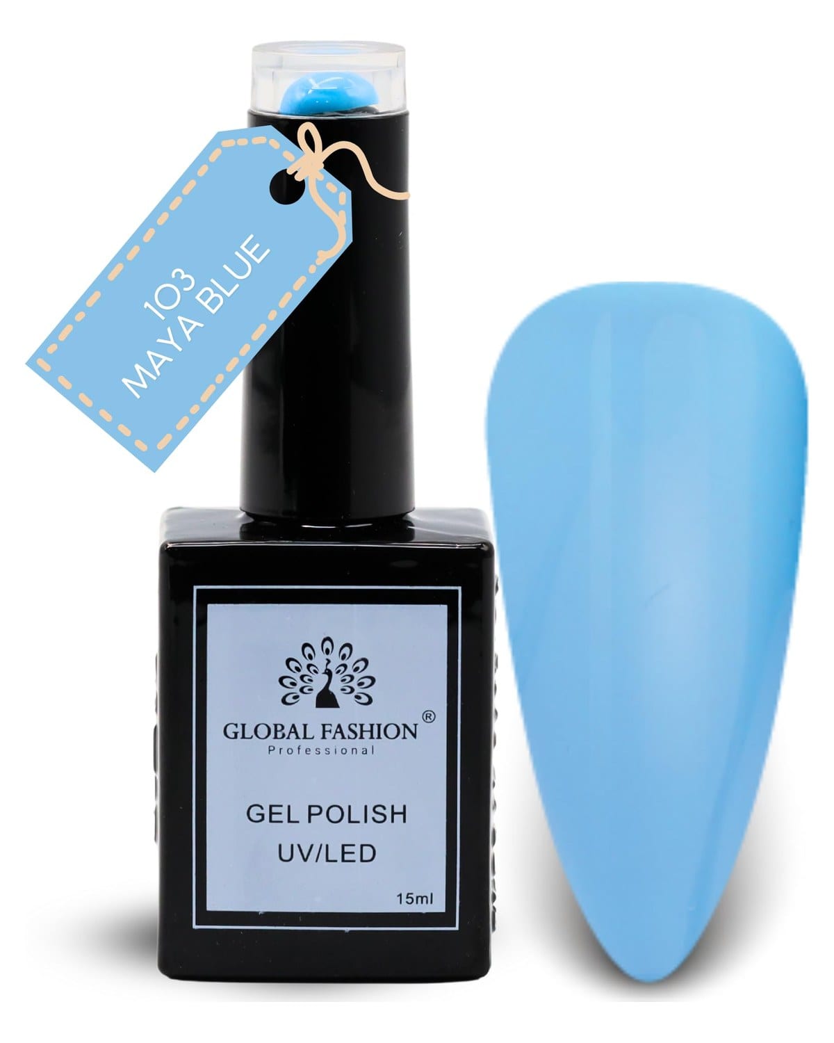 Global Fashion Mint Moods Collection Set (103–108) – 6 Long-Lasting, High-Gloss, Chip-Resistant Colors for Teens & Professionals – UV/LED Soak-Off Nail Kit (103-Maya Blue-1p, 15ml)