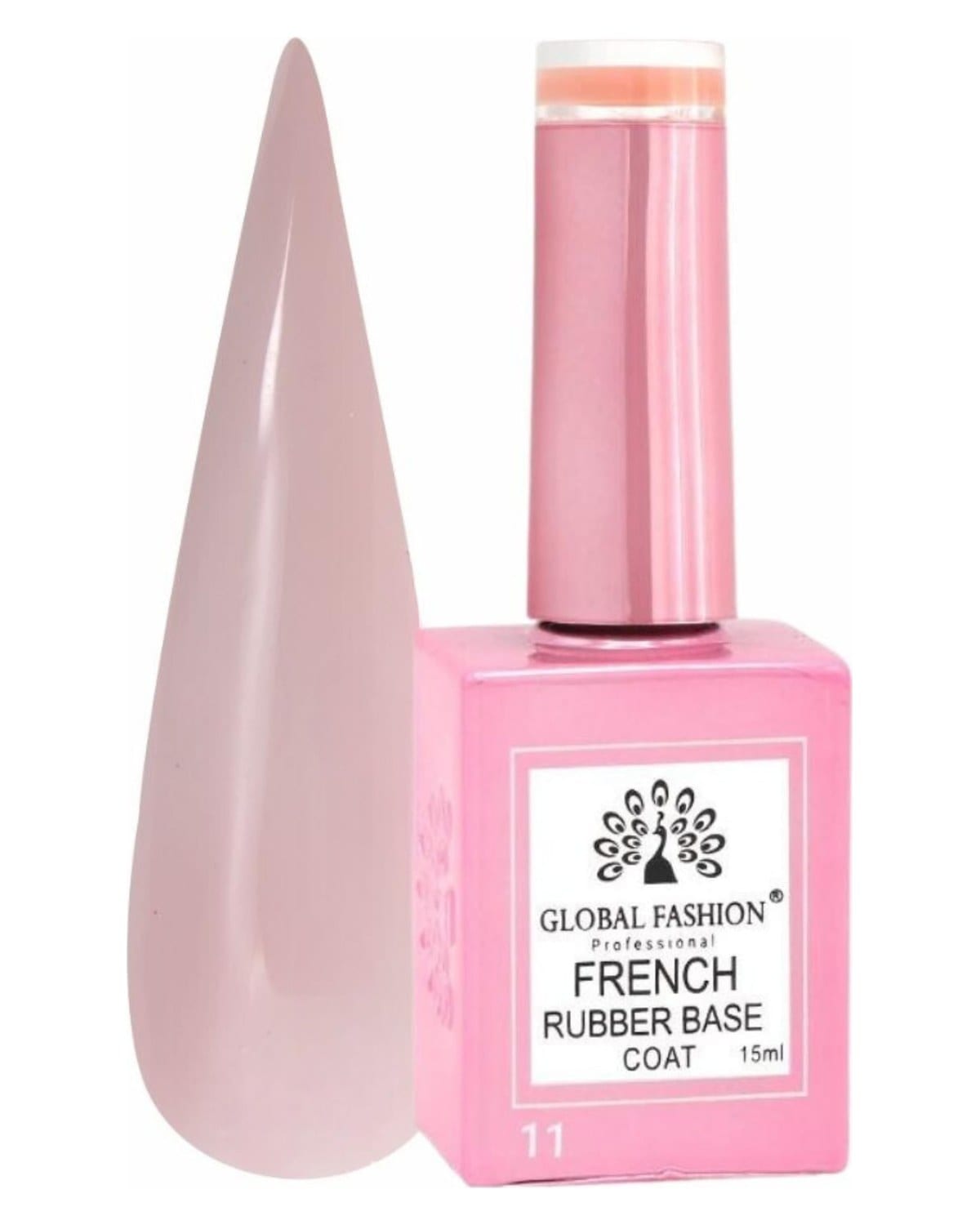 GLOBAL FASHION Professional French Rubber Base Coat 15ml: Long-Lasting, Durable, & Chip-Resistant Gel Nail Polish Base Coat for Manicure and Pedicure | (11)
