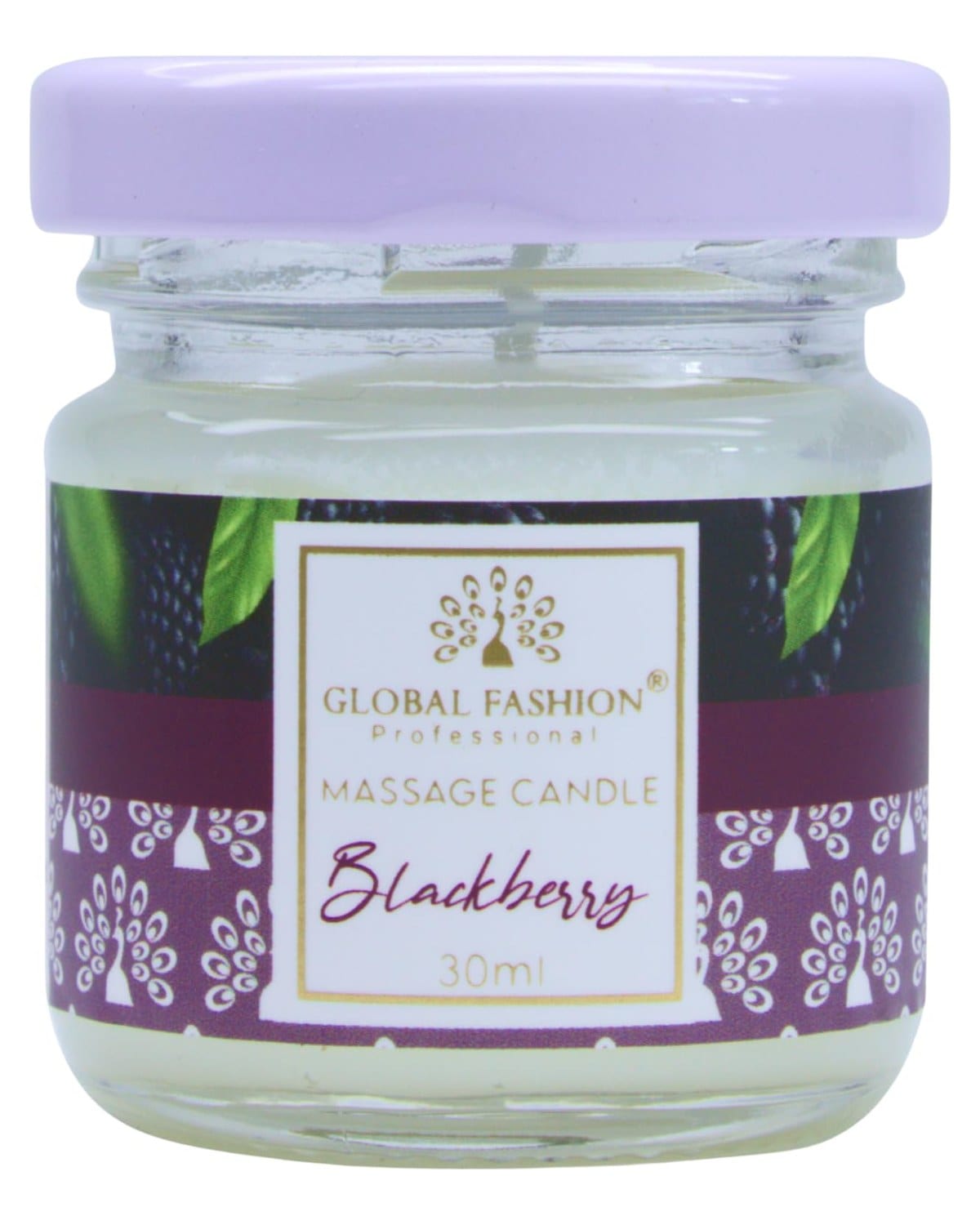 Global Fashion Massage Candle 30 ml - Luxury Body & Massage Oil Candle, Warm Skin-Oil Candle for Home Spa, Couples & Personal Use - Vegan Soy Wax, Home Scented Aromatherapy Gift-Ready (Blackberry) — Scent 0744963296970